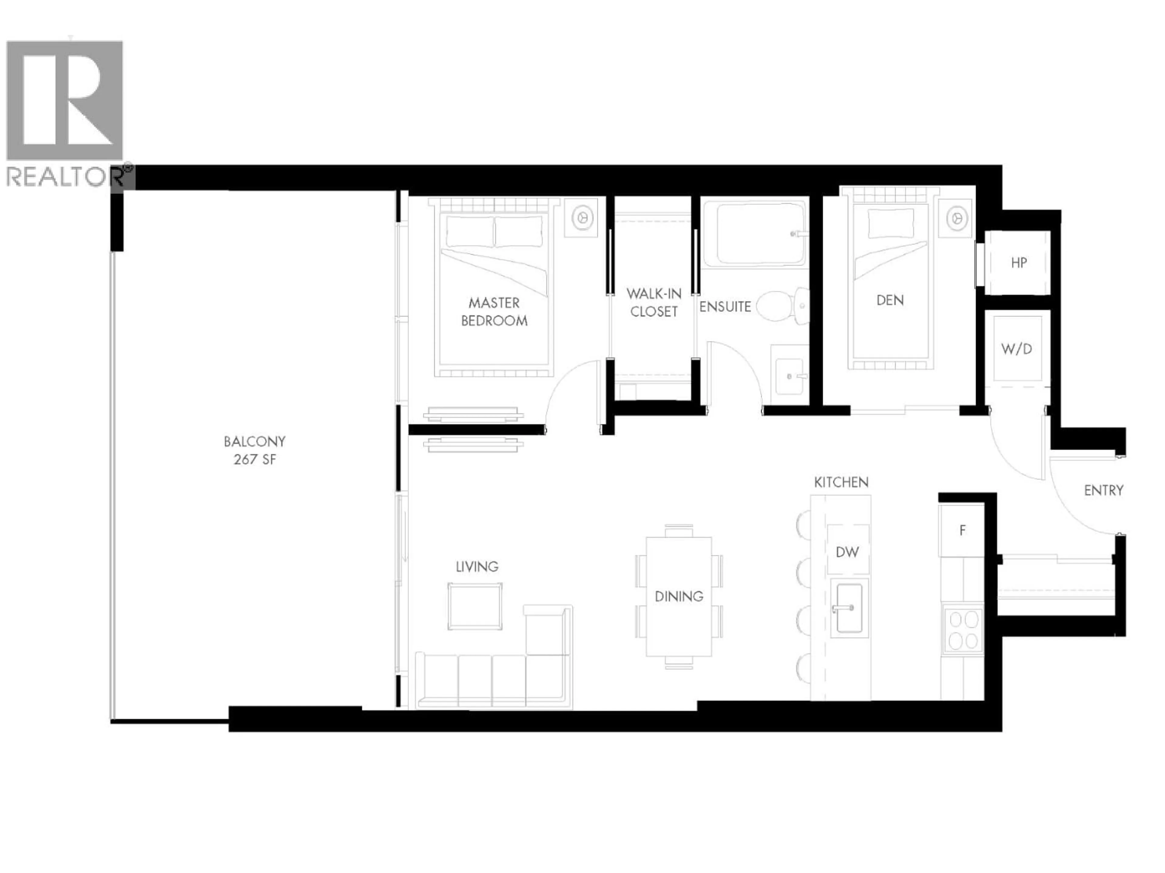 Floor plan for 1308 - 1626 WATER STREET, Kelowna British Columbia V1Y1J9