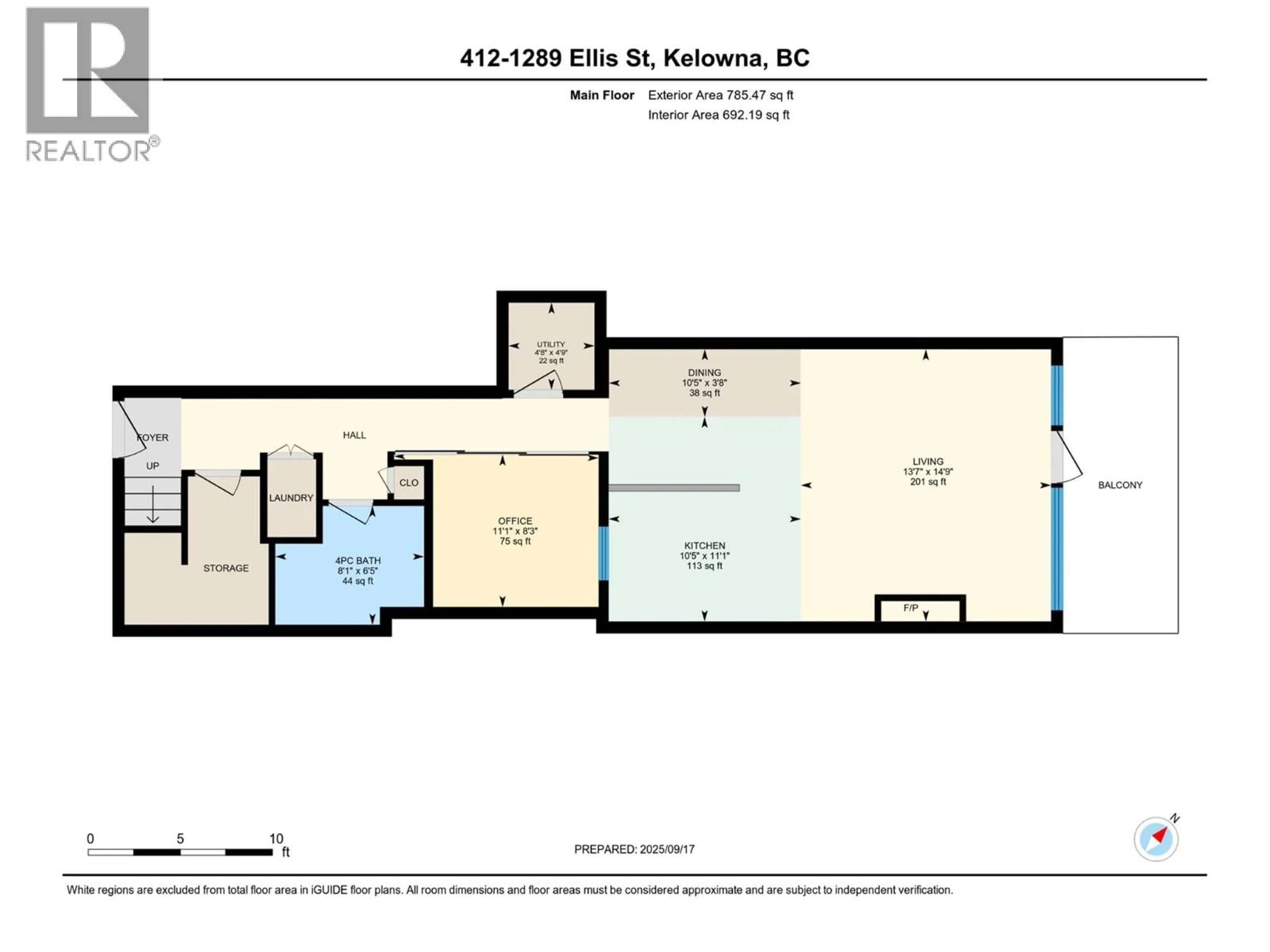 Floor plan for 412 - 1289 ELLIS STREET, Kelowna British Columbia V1Y9X6