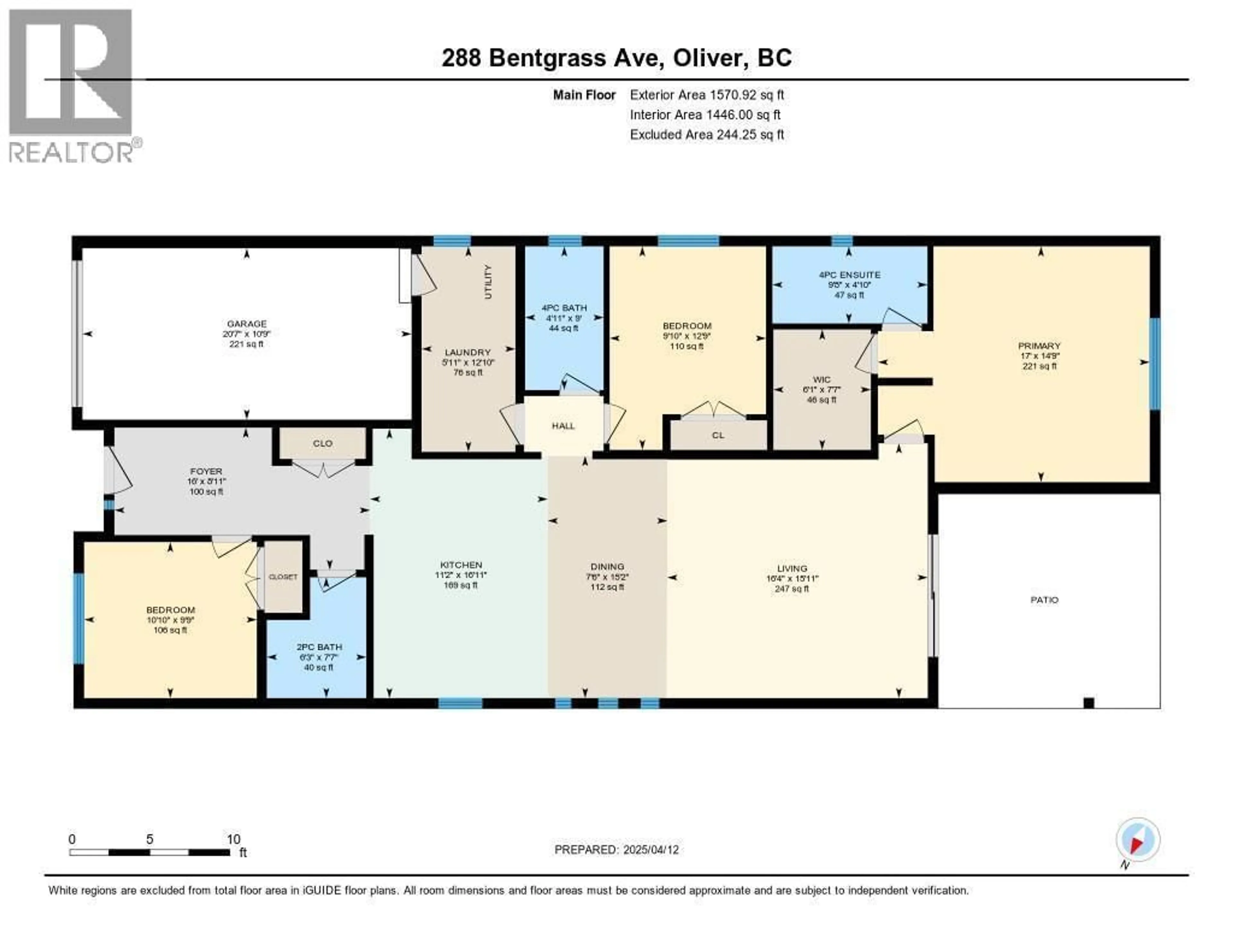 Floor plan for 288 BENTGRASS AVENUE, Oliver British Columbia V0H1T3