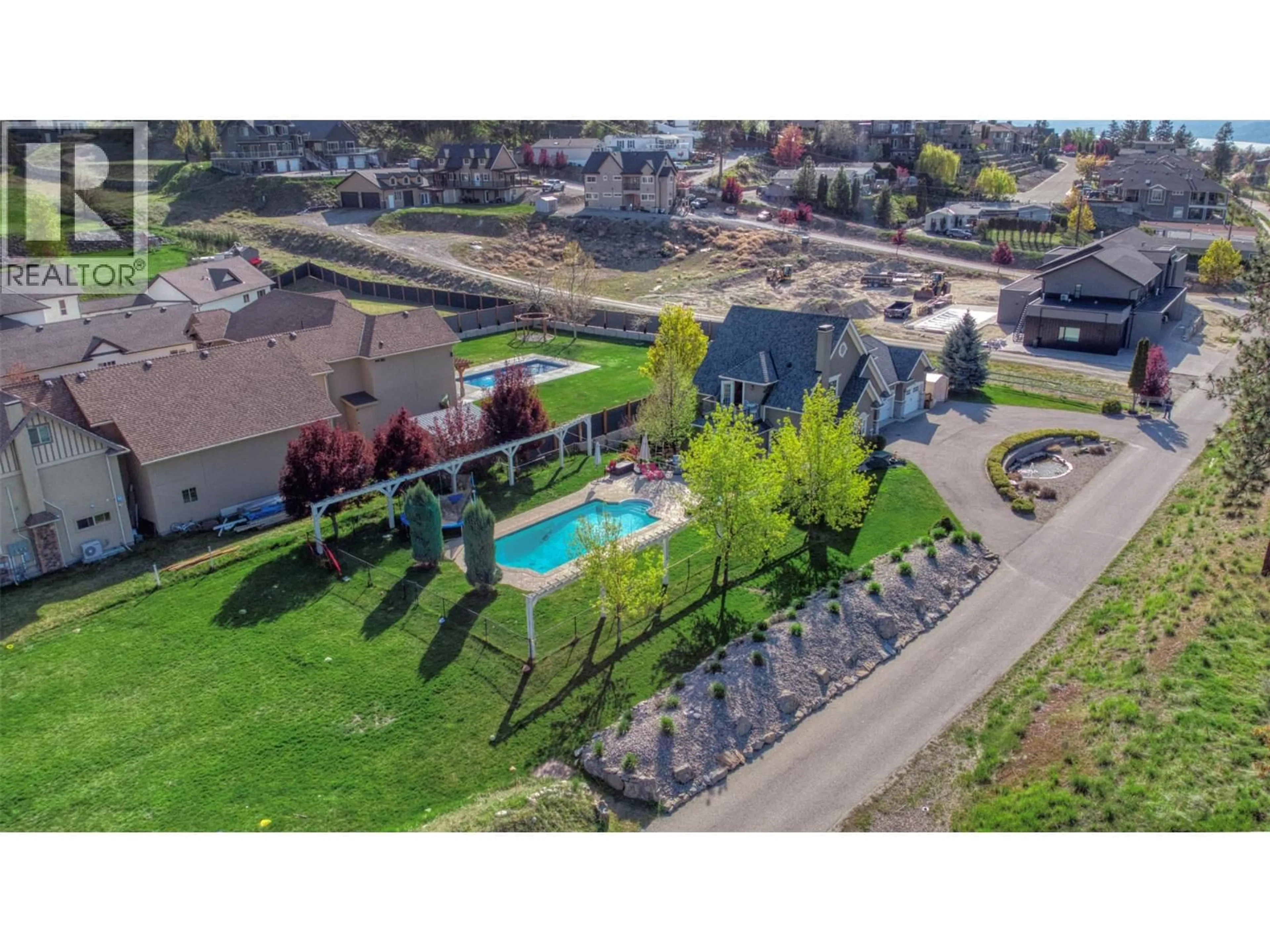 A pic from outside/outdoor area/front of a property/back of a property/a pic from drone, mountain view for 5308 UPPER MISSION DRIVE, Kelowna British Columbia V1W3S9