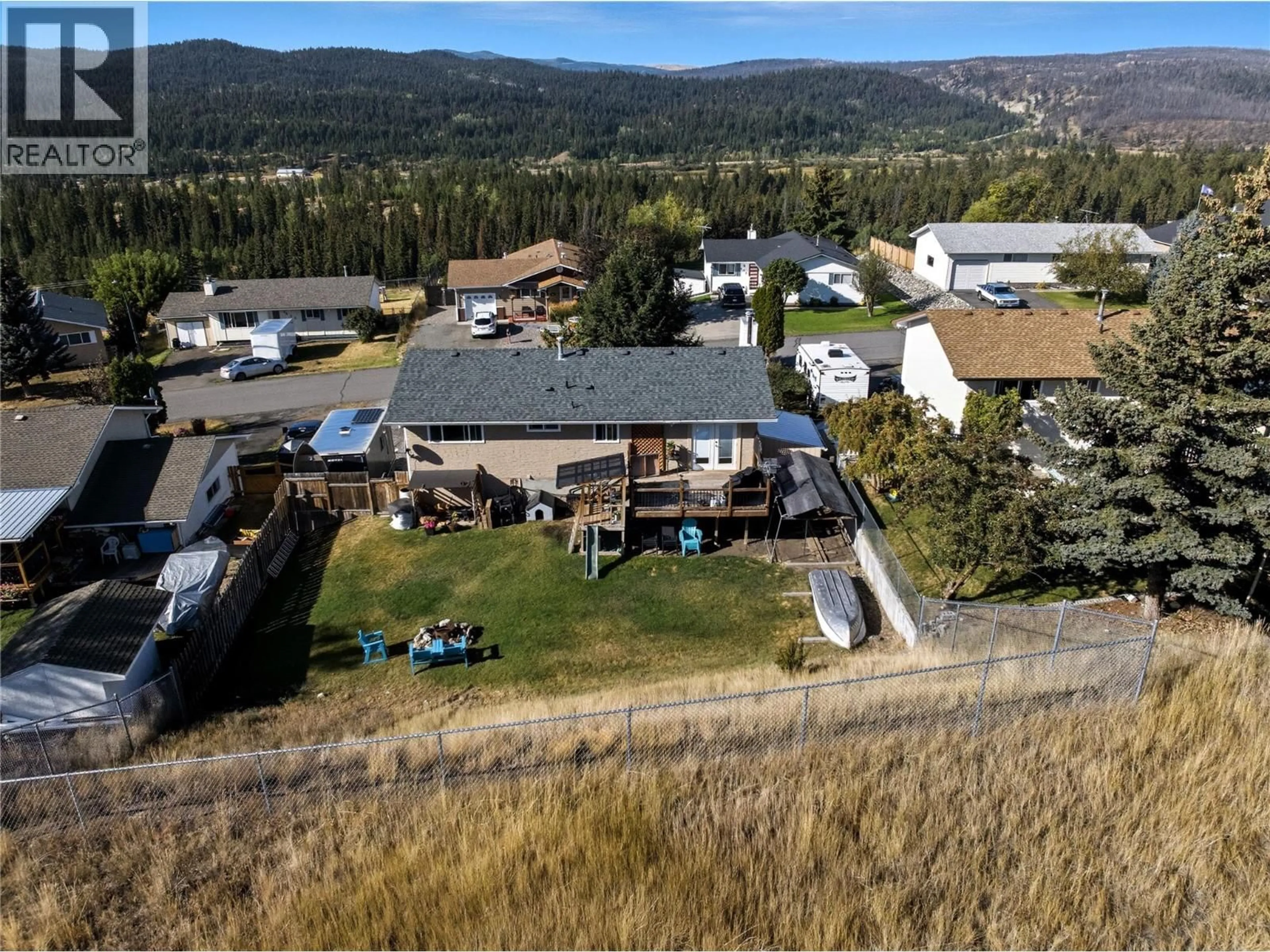 A pic from outside/outdoor area/front of a property/back of a property/a pic from drone, mountain view for 415 OPAL DRIVE, Logan Lake British Columbia V0K1W0