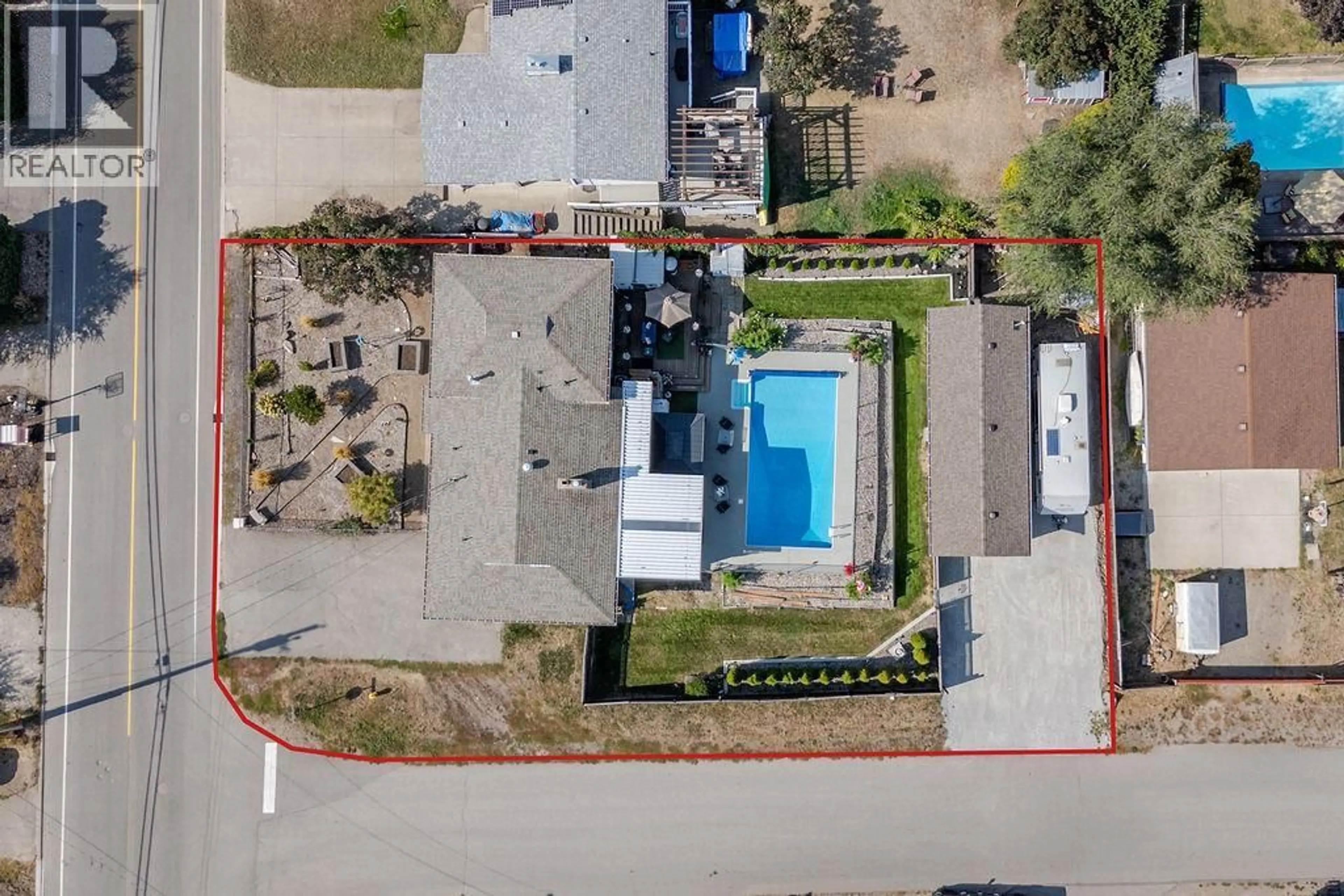 A pic from outside/outdoor area/front of a property/back of a property/a pic from drone, street for 11701 COLDSTREAM CREEK ROAD, Coldstream British Columbia V1B1E5
