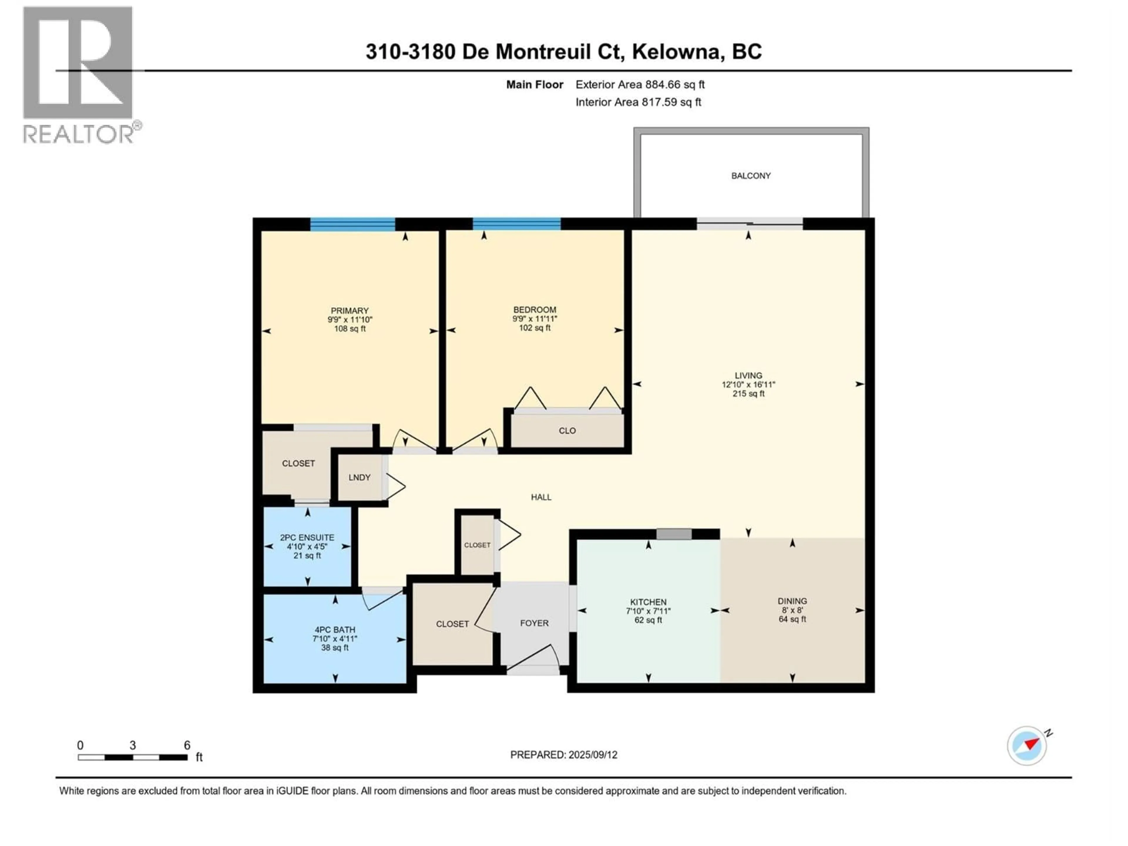 Floor plan for 310 - 3180 DE MONTREUIL COURT, Kelowna British Columbia V1W3W4