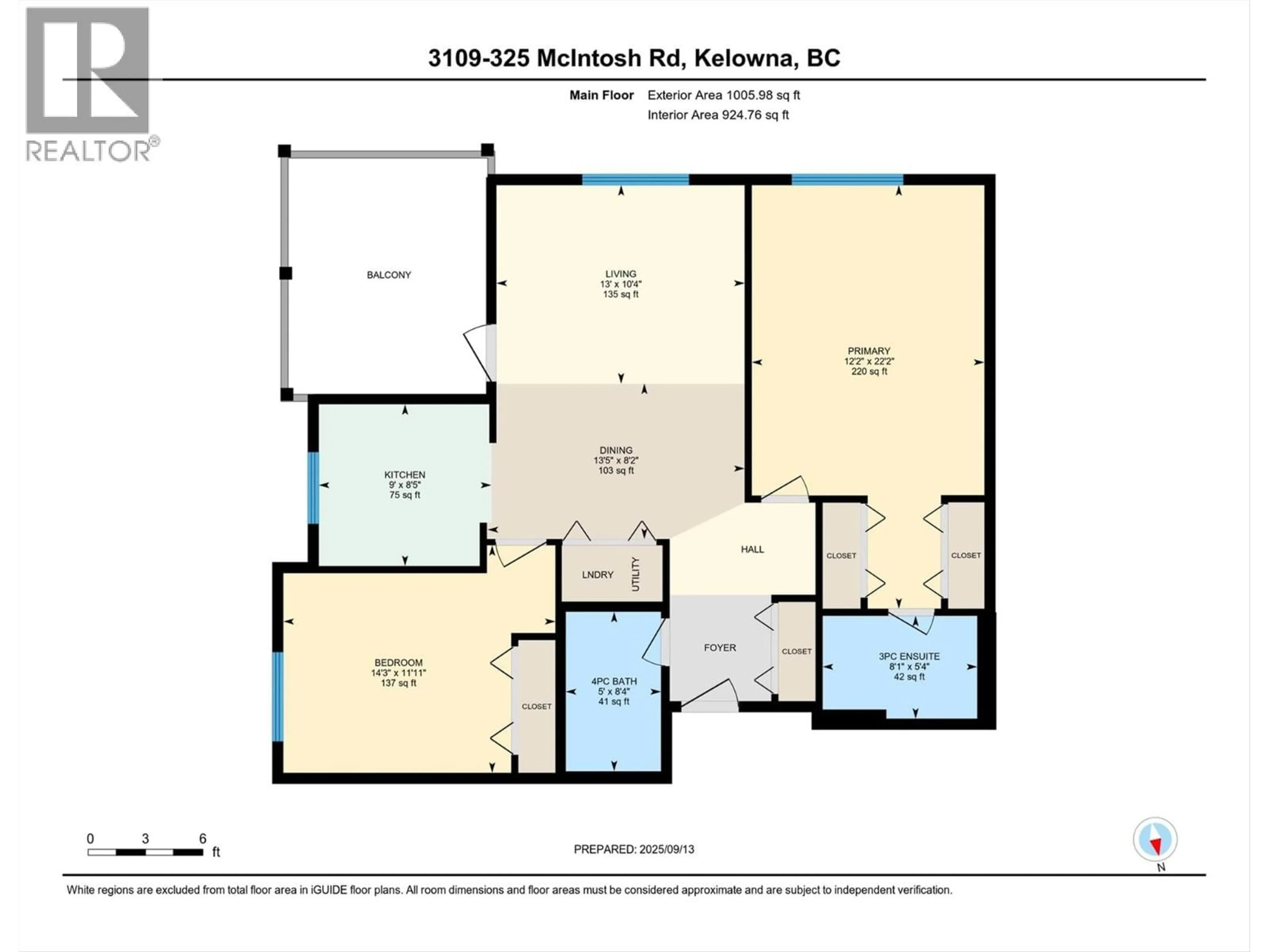 Floor plan for 3109 - 325 MCINTOSH ROAD, Kelowna British Columbia V1X2C6