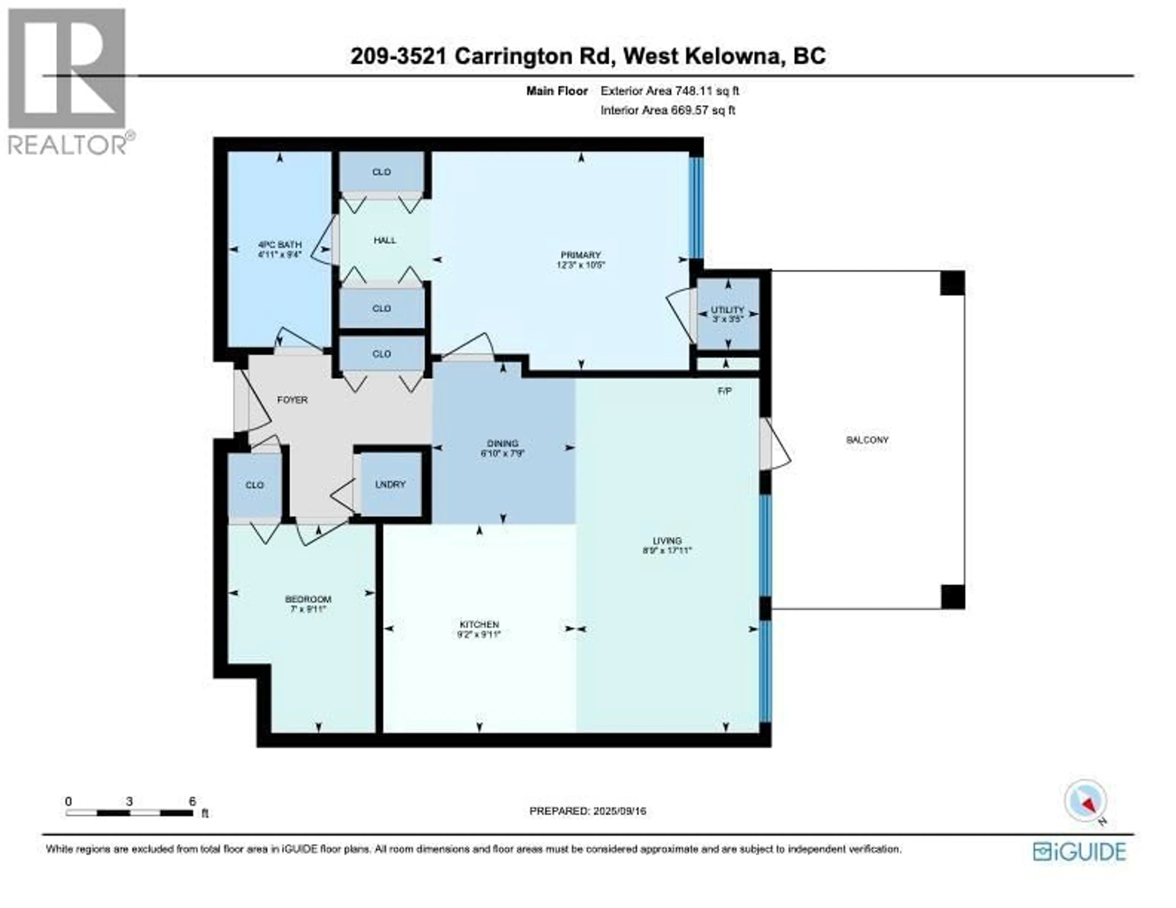 Floor plan for 209 - 3521 CARRINGTON ROAD, West Kelowna British Columbia V4T2Z8