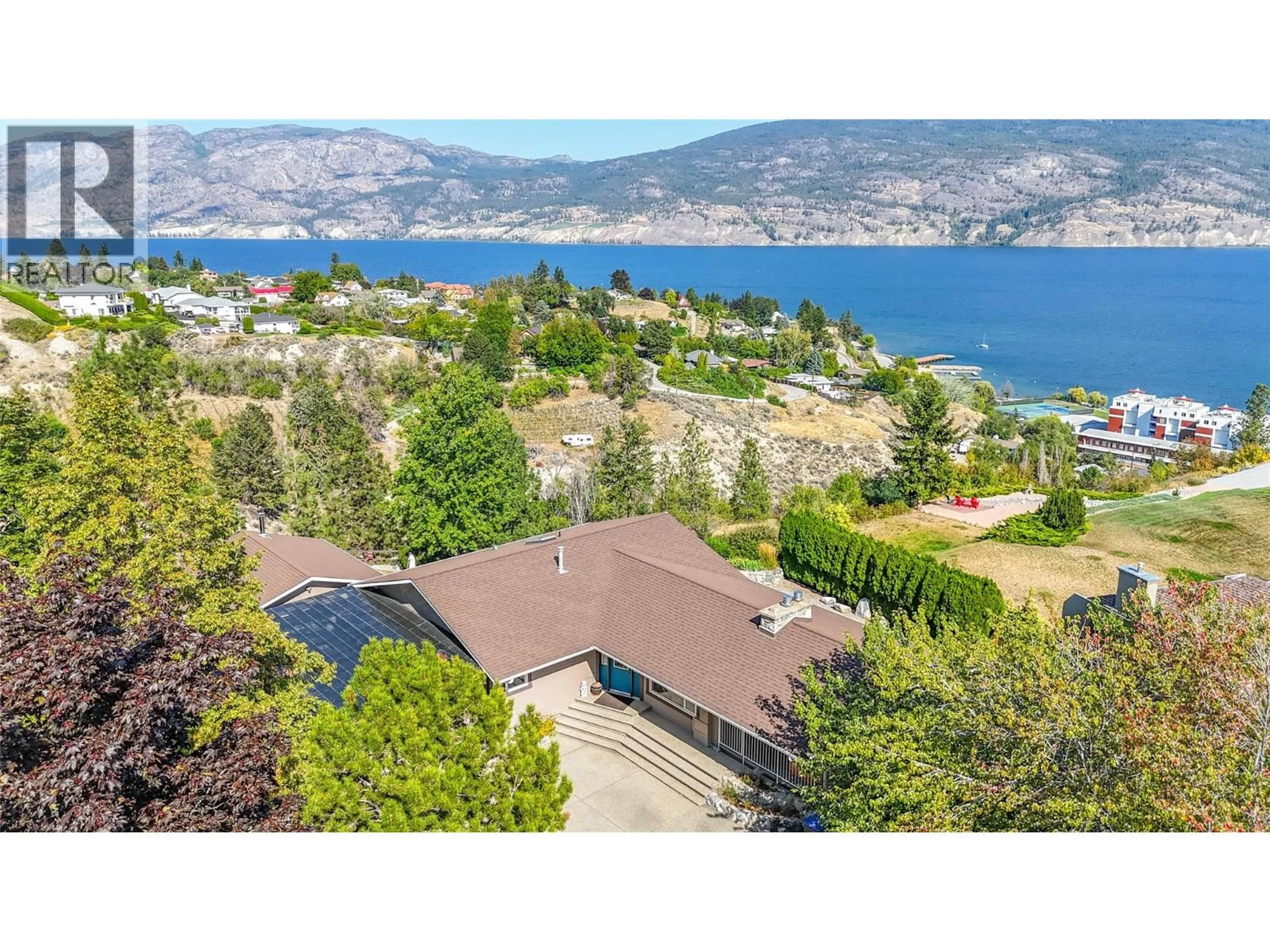 A pic from outside/outdoor area/front of a property/back of a property/a pic from drone, water/lake/river/ocean view for 6318 FAIRCREST STREET, Summerland British Columbia V0H1Z1