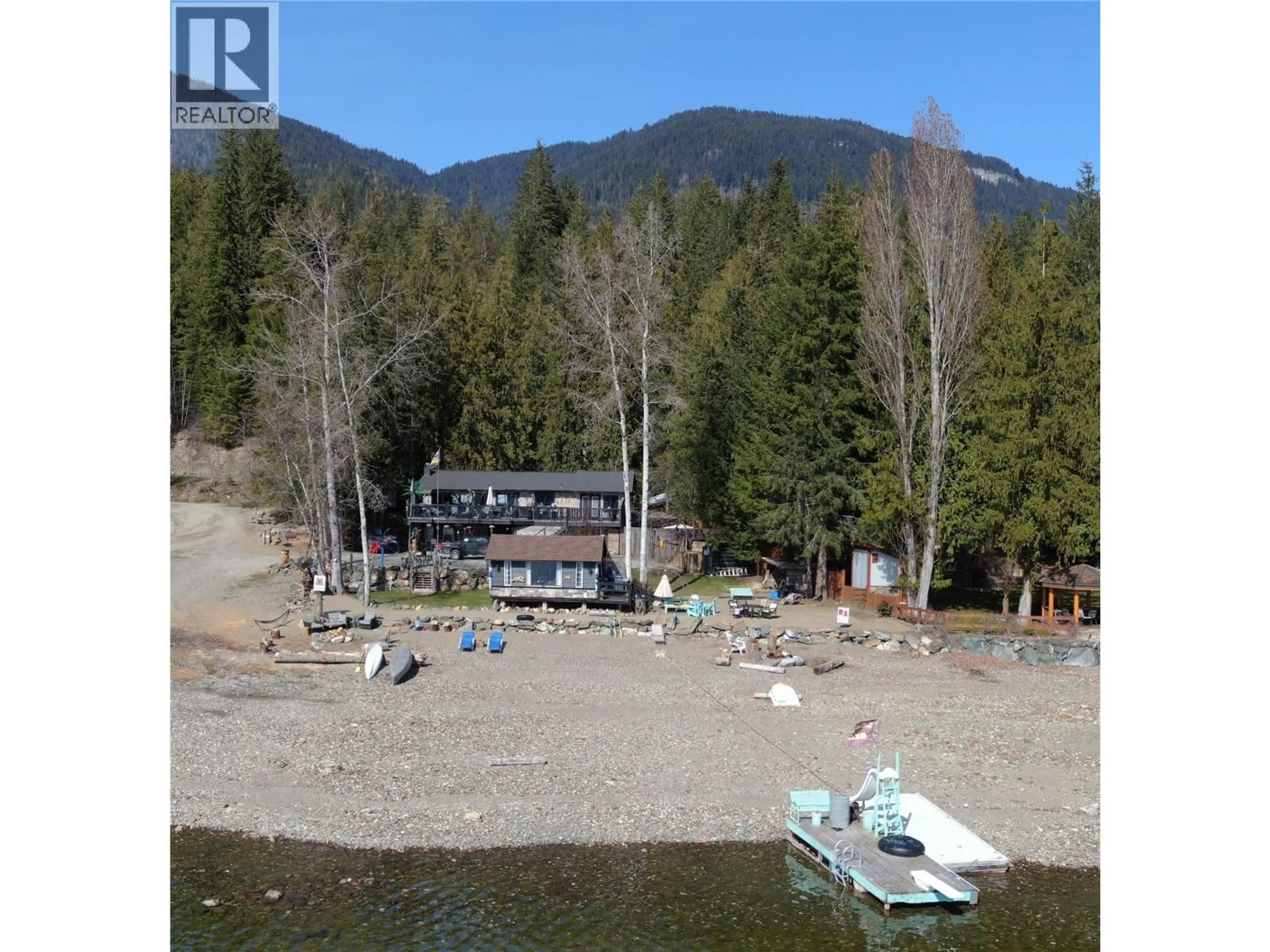 A pic from outside/outdoor area/front of a property/back of a property/a pic from drone, water/lake/river/ocean view for 7780 BENTLEY ROAD, Anglemont British Columbia V0E1M8