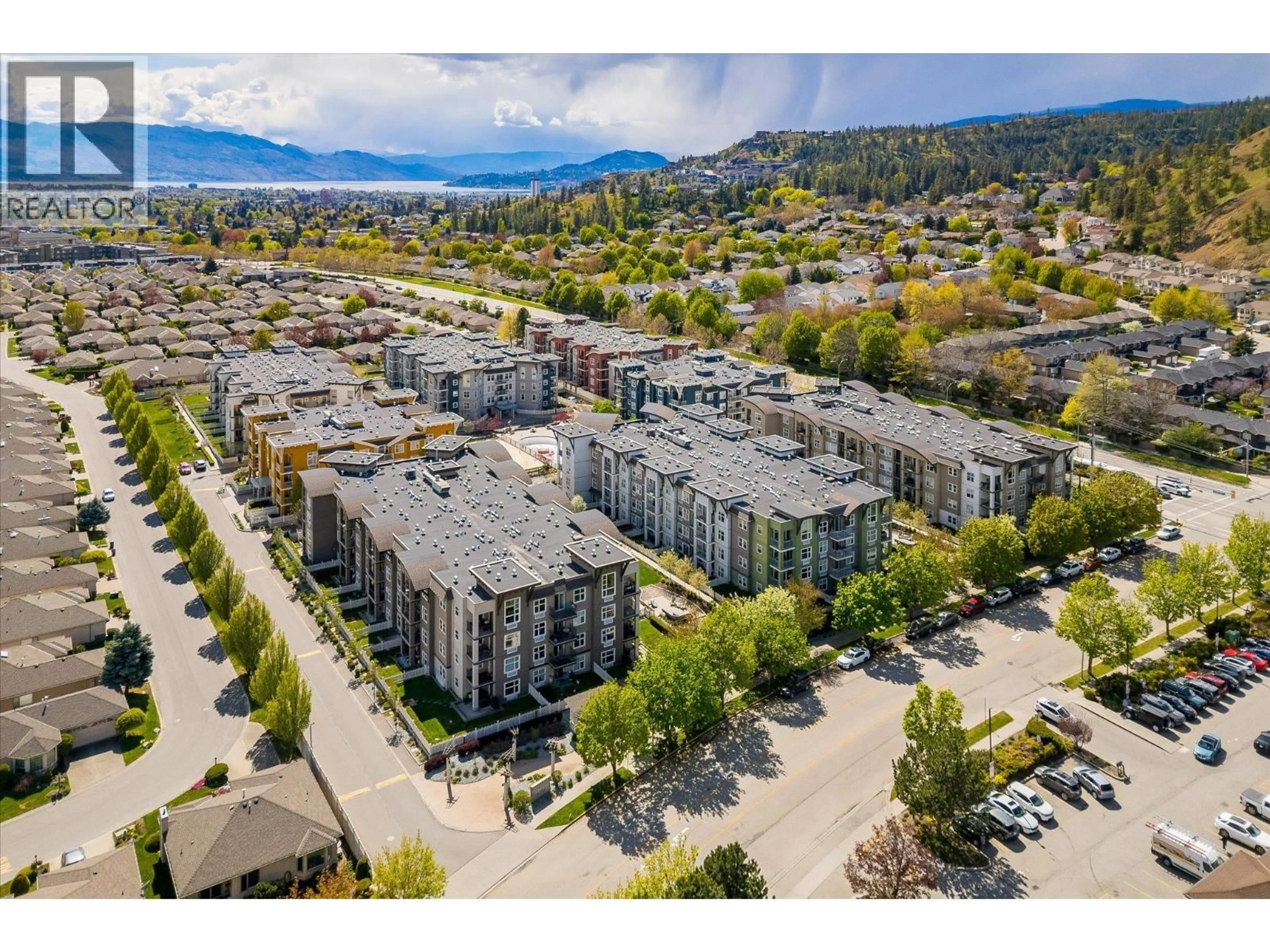 A pic from outside/outdoor area/front of a property/back of a property/a pic from drone, mountain view for 215 - 539 YATES ROAD, Kelowna British Columbia V1V2T8