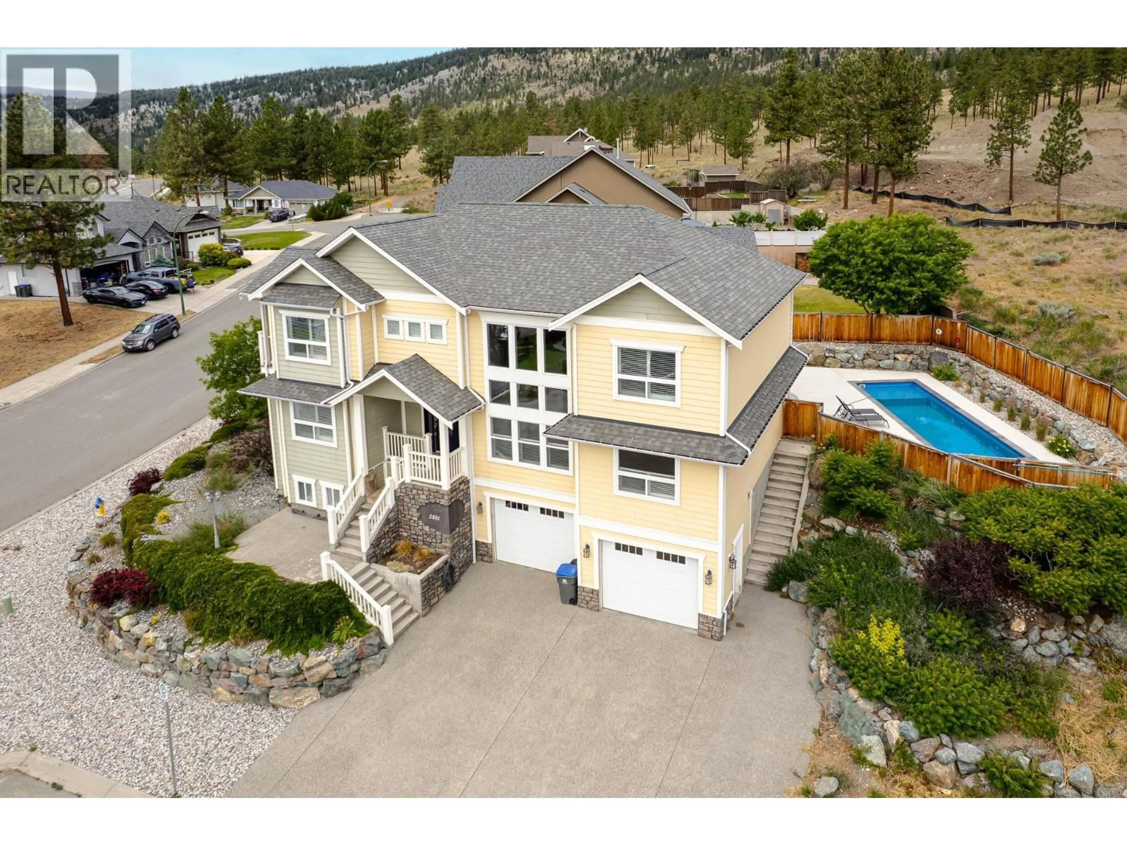 A pic from outside/outdoor area/front of a property/back of a property/a pic from drone, water/lake/river/ocean view for 2501 BREMNER AVENUE, Merritt British Columbia V1K1L7