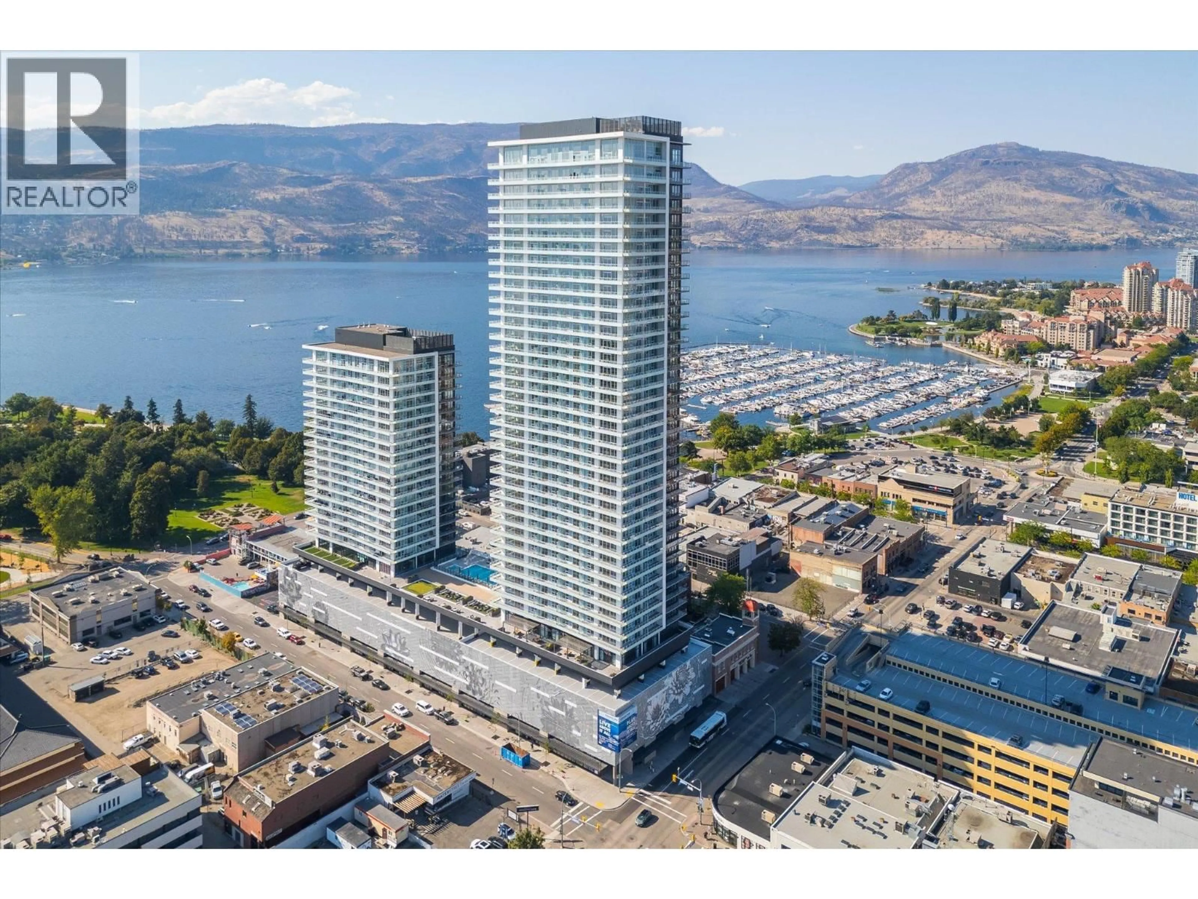 A pic from outside/outdoor area/front of a property/back of a property/a pic from drone, water/lake/river/ocean view for 1109 - 1626 WATER STREET, Kelowna British Columbia V1Y0N7