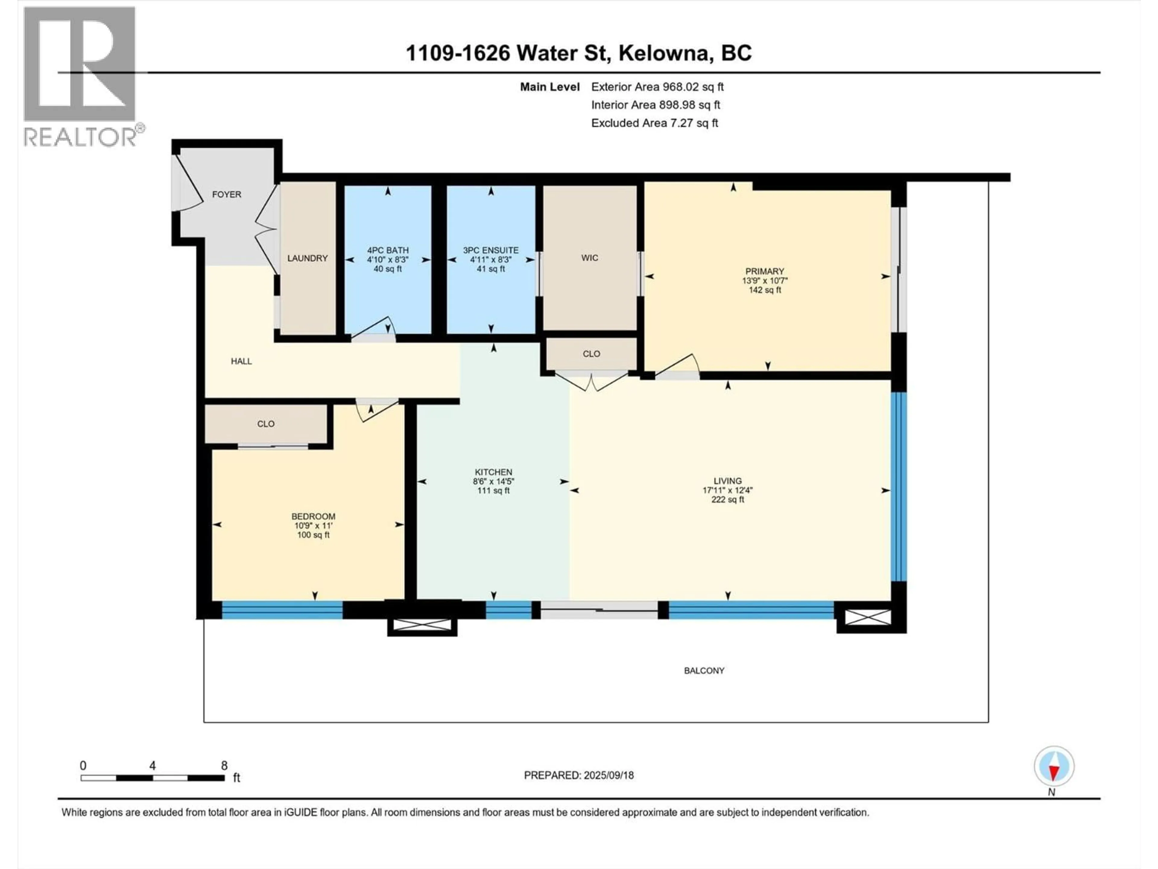 Floor plan for 1109 - 1626 WATER STREET, Kelowna British Columbia V1Y0N7
