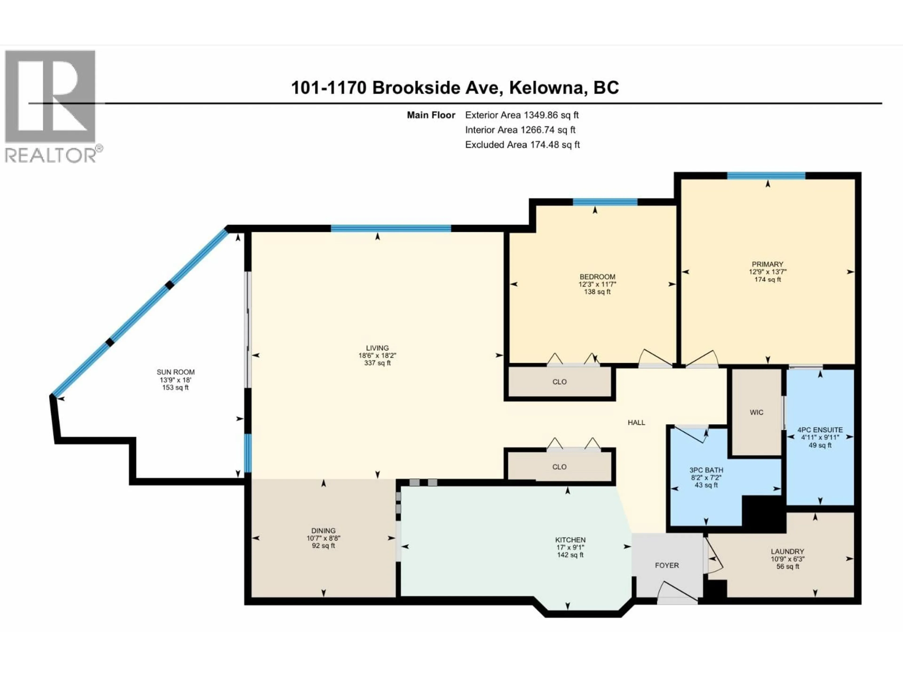 Floor plan for 101 - 1170 BROOKSIDE AVENUE, Kelowna British Columbia V1Y5T4