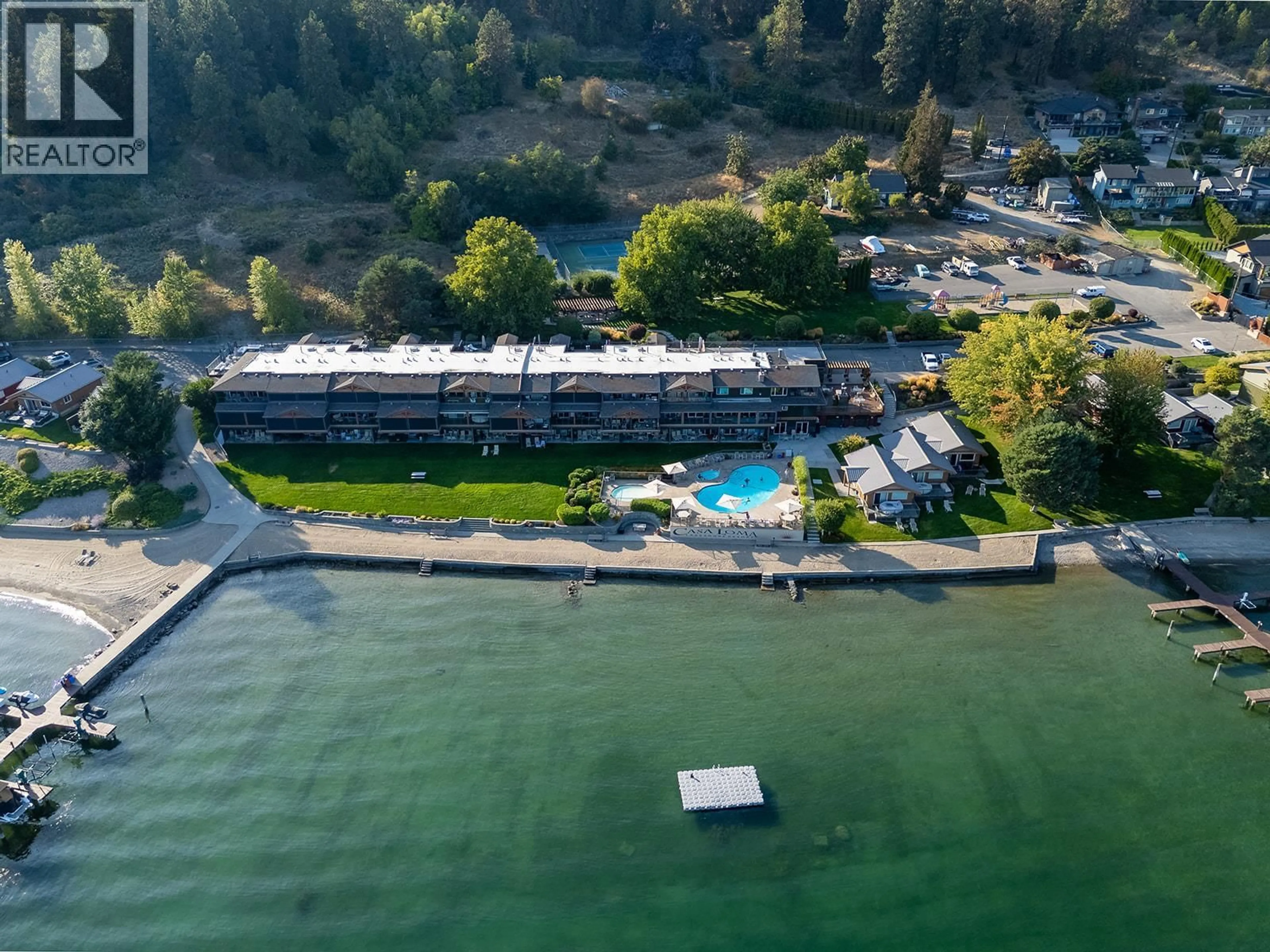 A pic from outside/outdoor area/front of a property/back of a property/a pic from drone, water/lake/river/ocean view for 301 - 2777 CASA LOMA ROAD, West Kelowna British Columbia V1Z1T6
