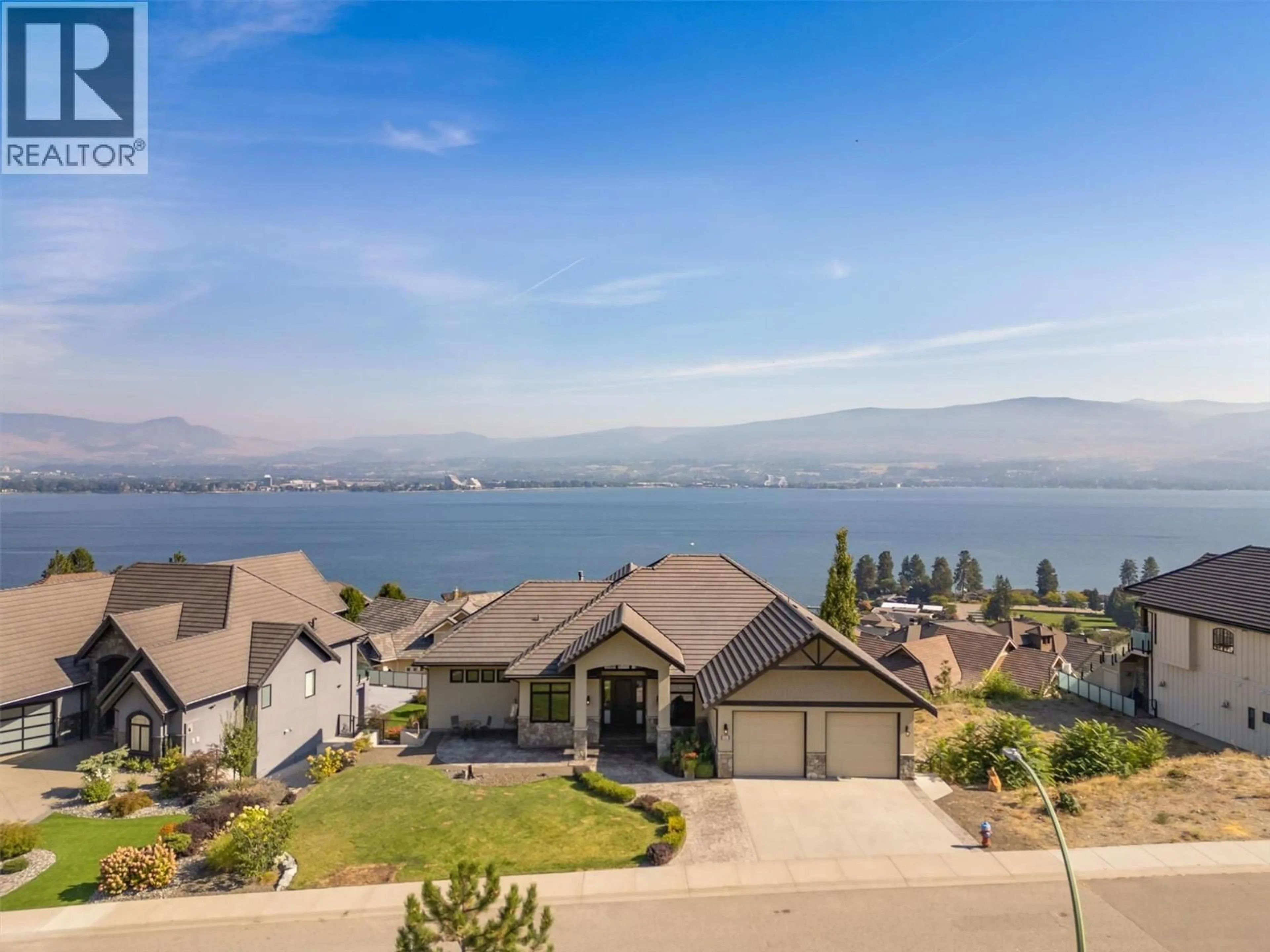 A pic from outside/outdoor area/front of a property/back of a property/a pic from drone, water/lake/river/ocean view for 2561 CASA PALMERO DRIVE, West Kelowna British Columbia V1Z4B1