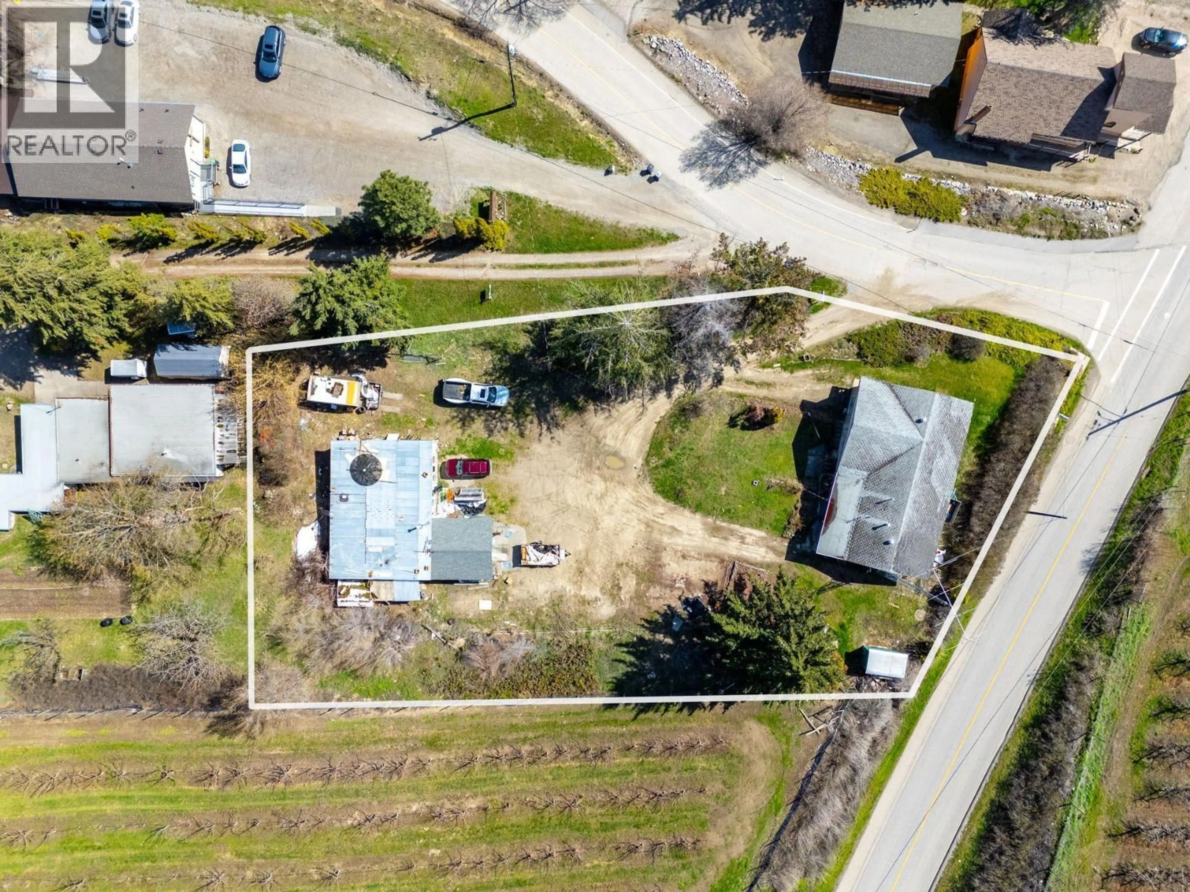 A pic from outside/outdoor area/front of a property/back of a property/a pic from drone, street for 10114 NEWENE ROAD, Lake Country British Columbia V4V1V2
