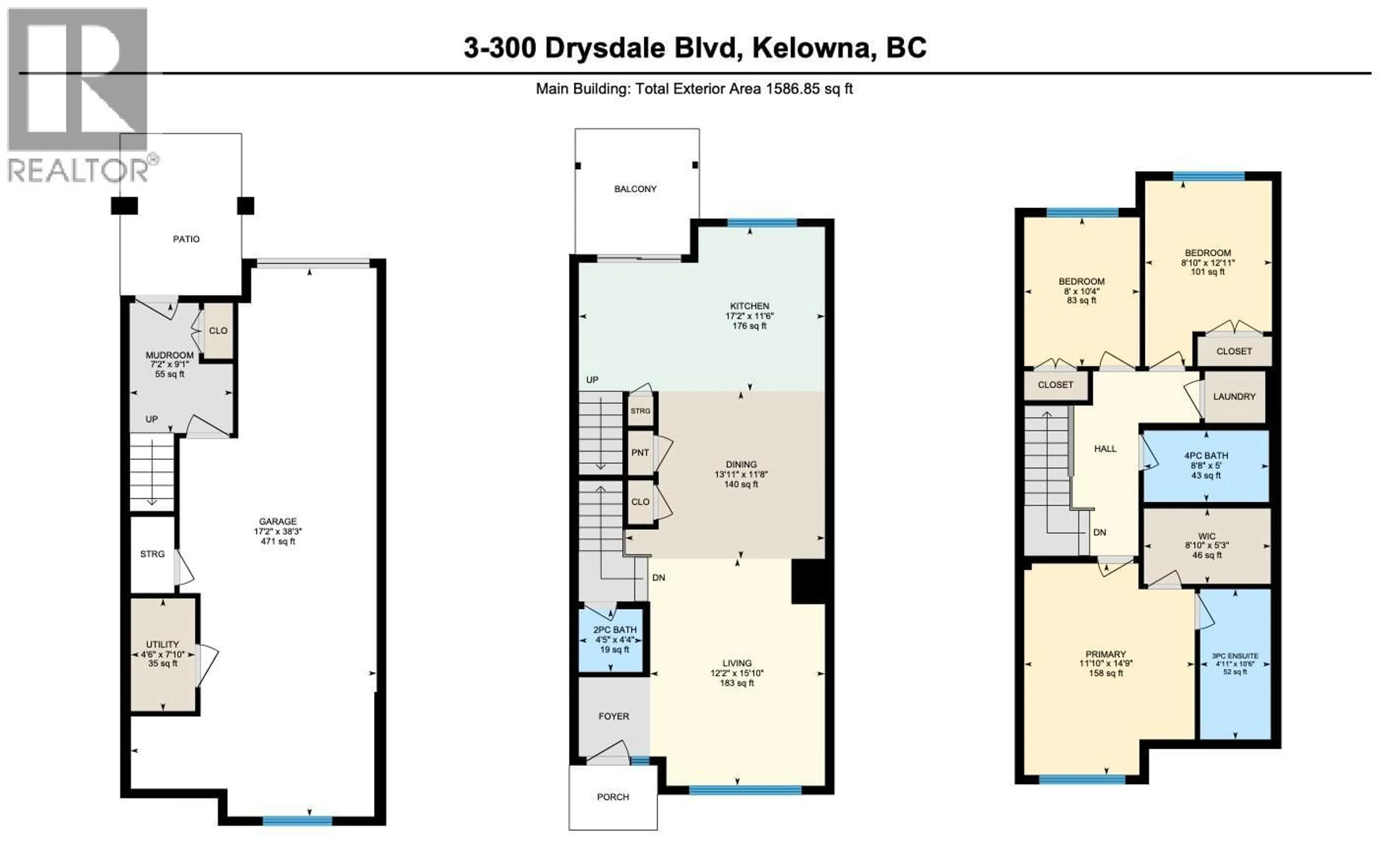 Floor plan for 3 - 300 DRYSDALE BOULEVARD, Kelowna British Columbia V1V3E6