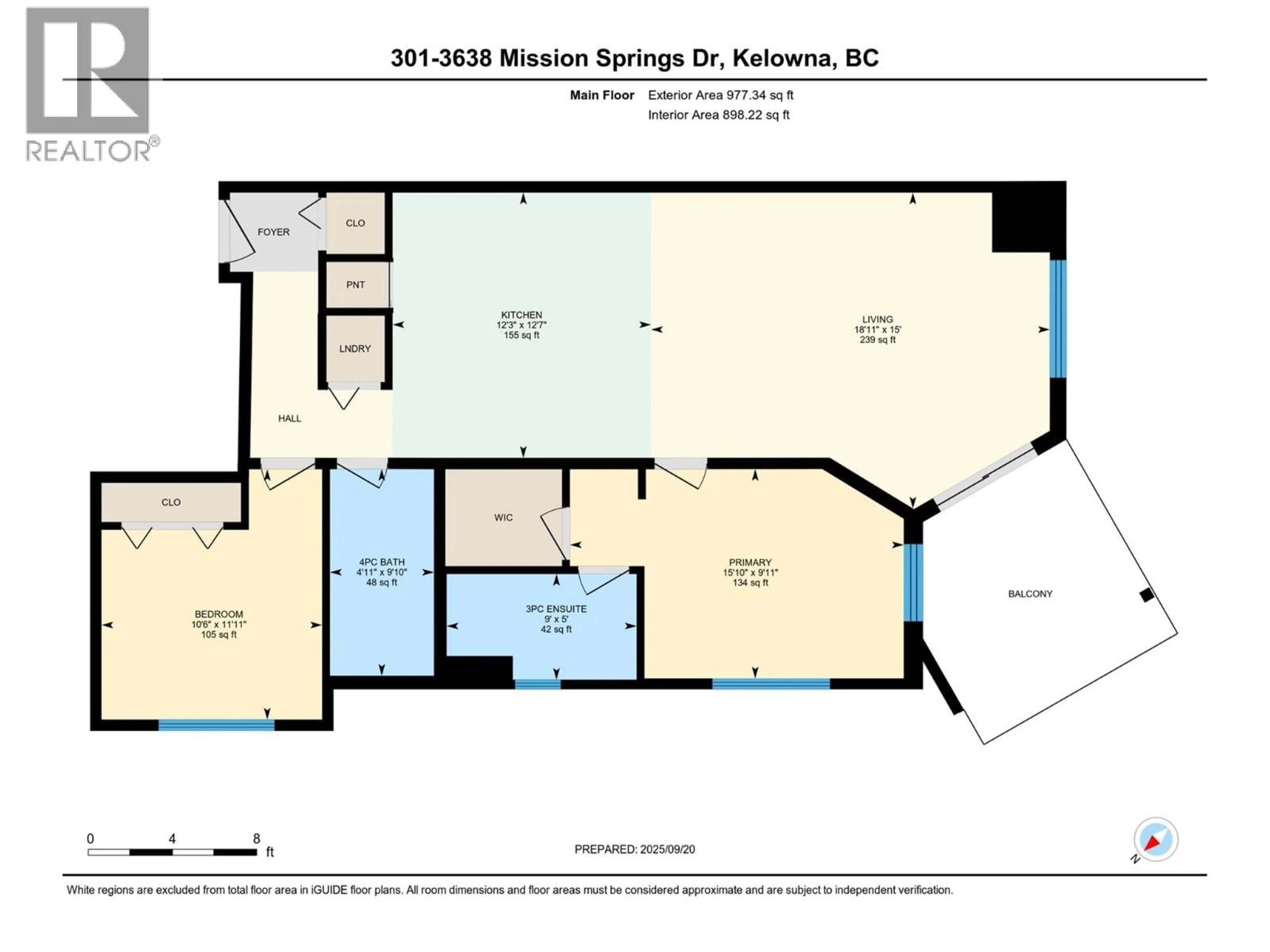 Floor plan for 301 - 3638 MISSION SPRINGS DRIVE, Kelowna British Columbia V1W0B3