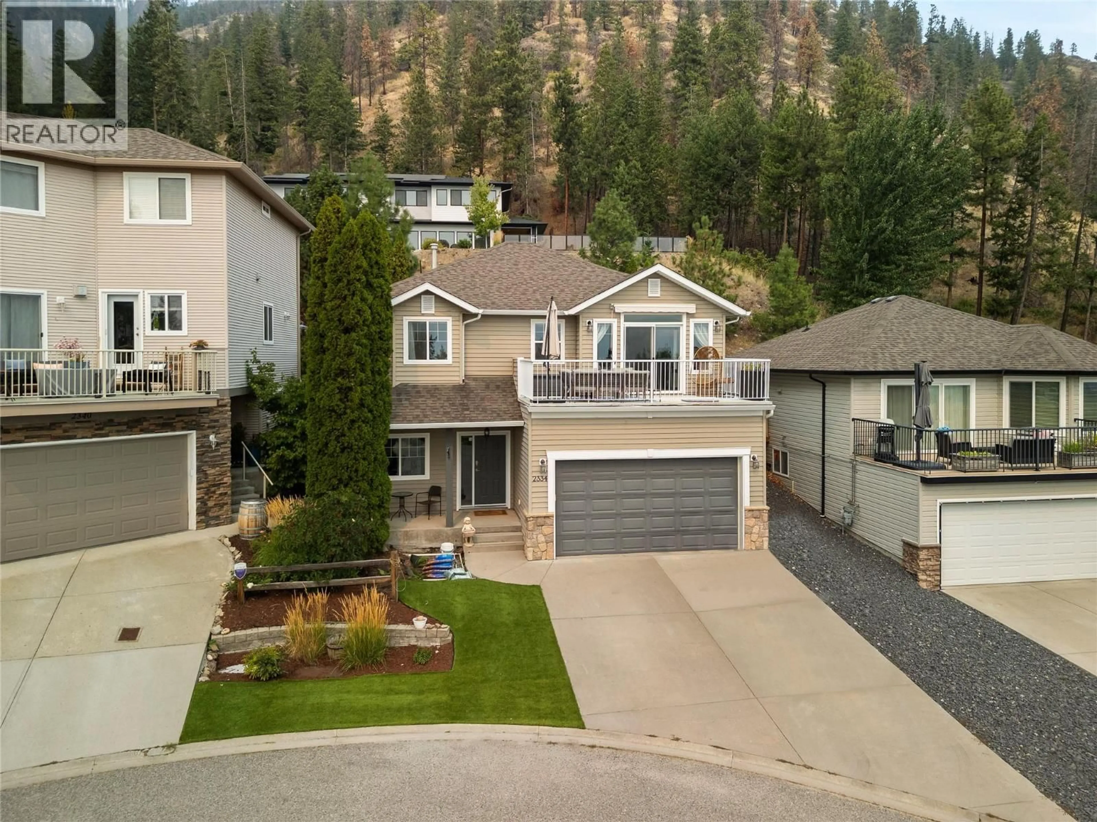 A pic from outside/outdoor area/front of a property/back of a property/a pic from drone, mountain view for 2334 SHANNON HEIGHTS PLACE, West Kelowna British Columbia V4T2V2