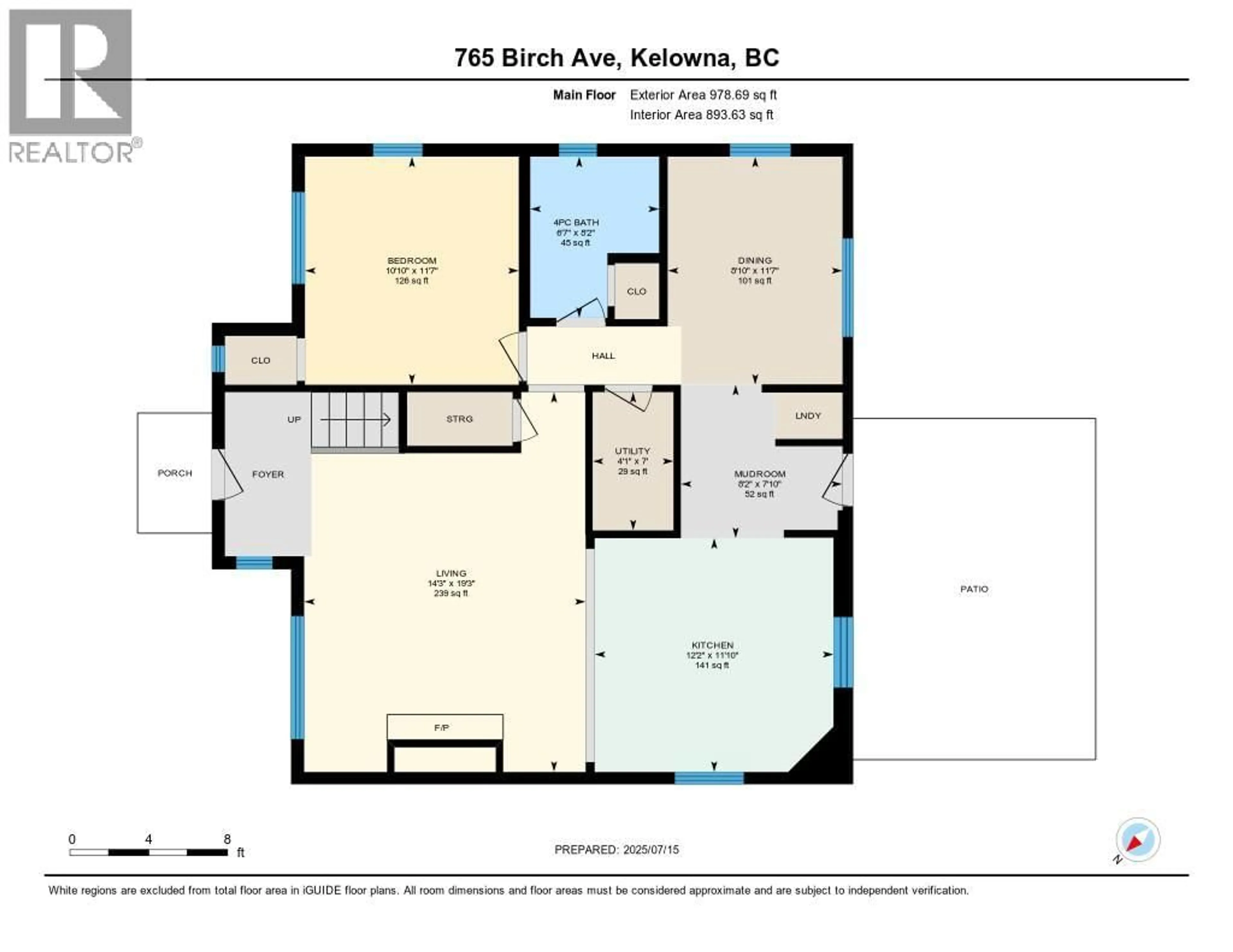 Floor plan for 765 BIRCH AVENUE, Kelowna British Columbia V1Y5H3