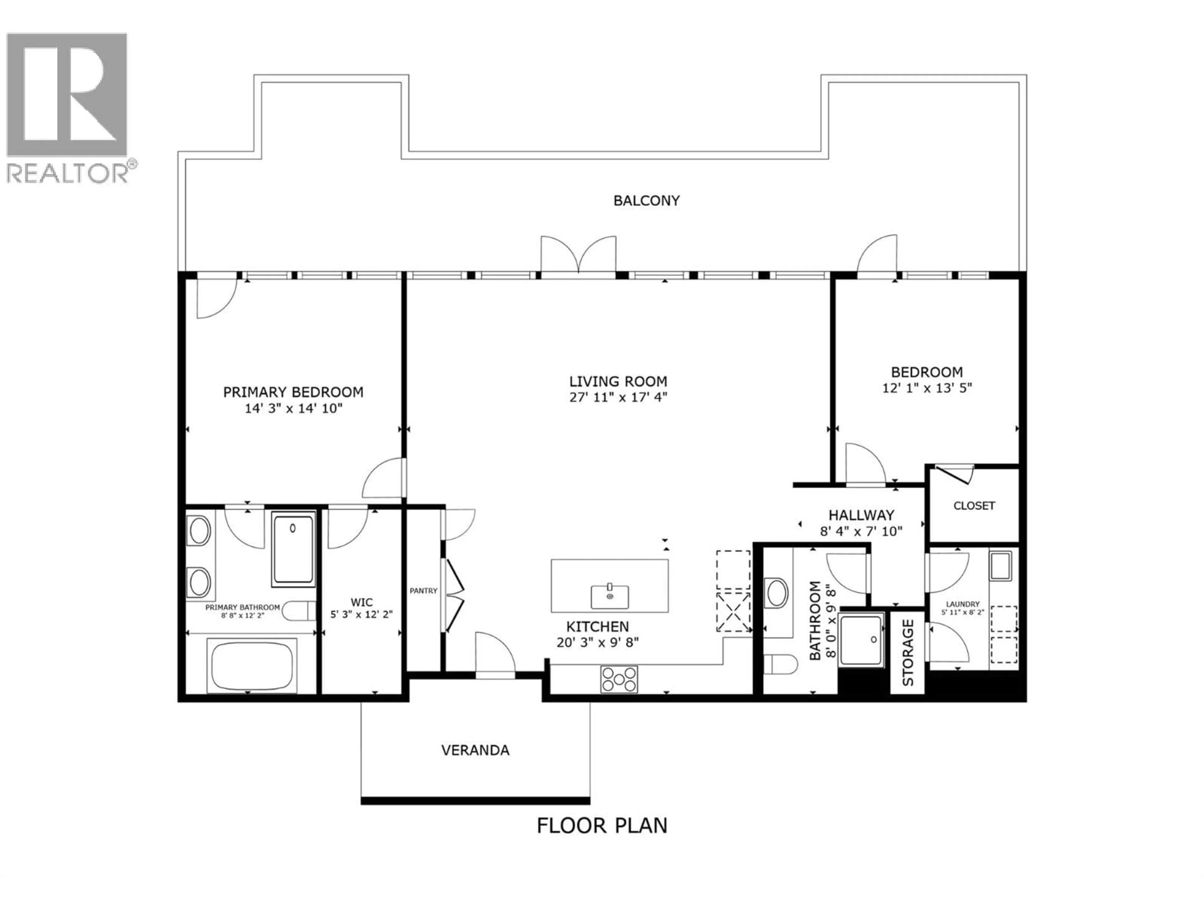 Floor plan for 407 - 580 SARSONS ROAD, Kelowna British Columbia V1W5H5
