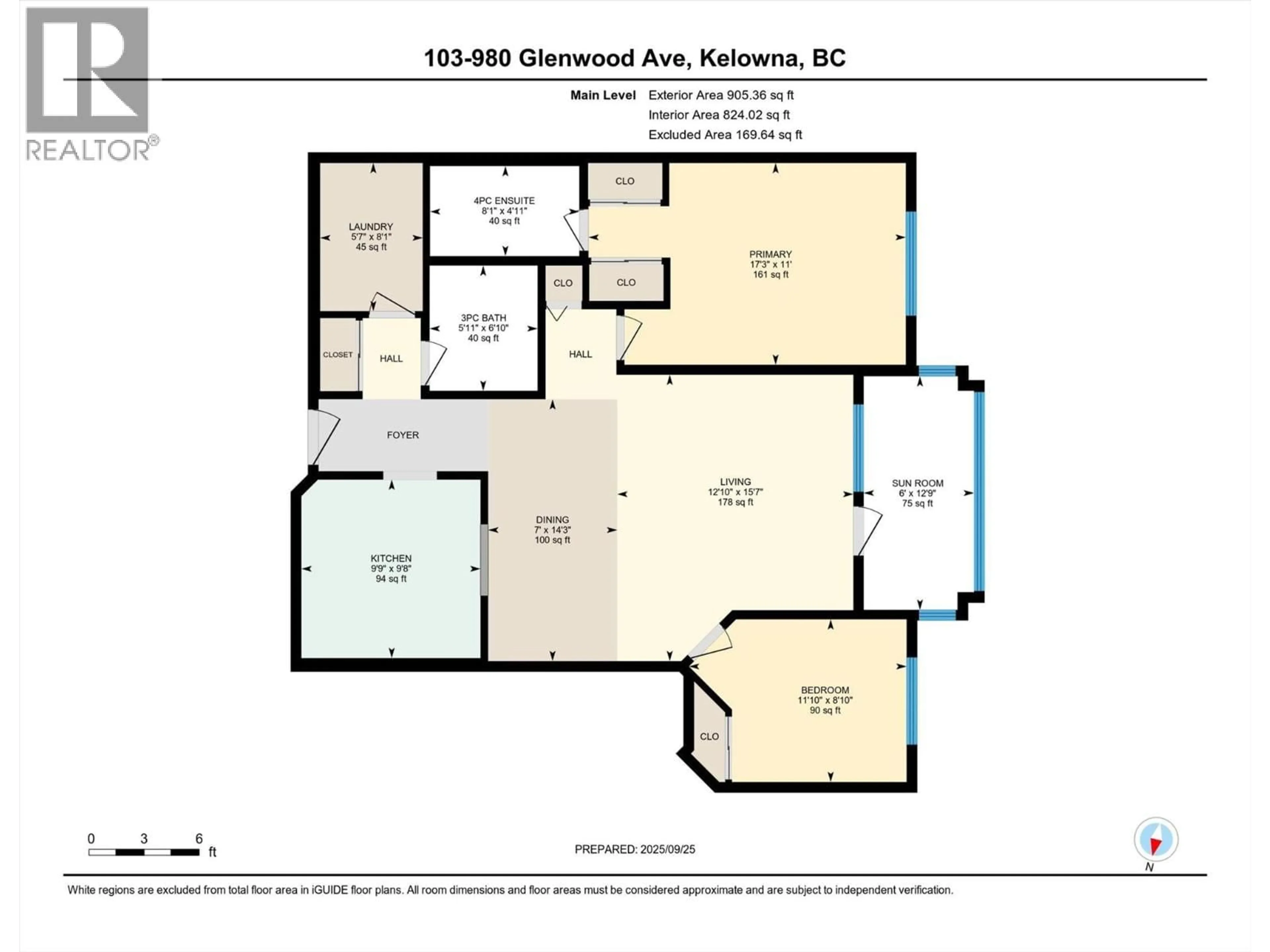Floor plan for 103 - 980 GLENWOOD AVENUE, Kelowna British Columbia V1Y9P1