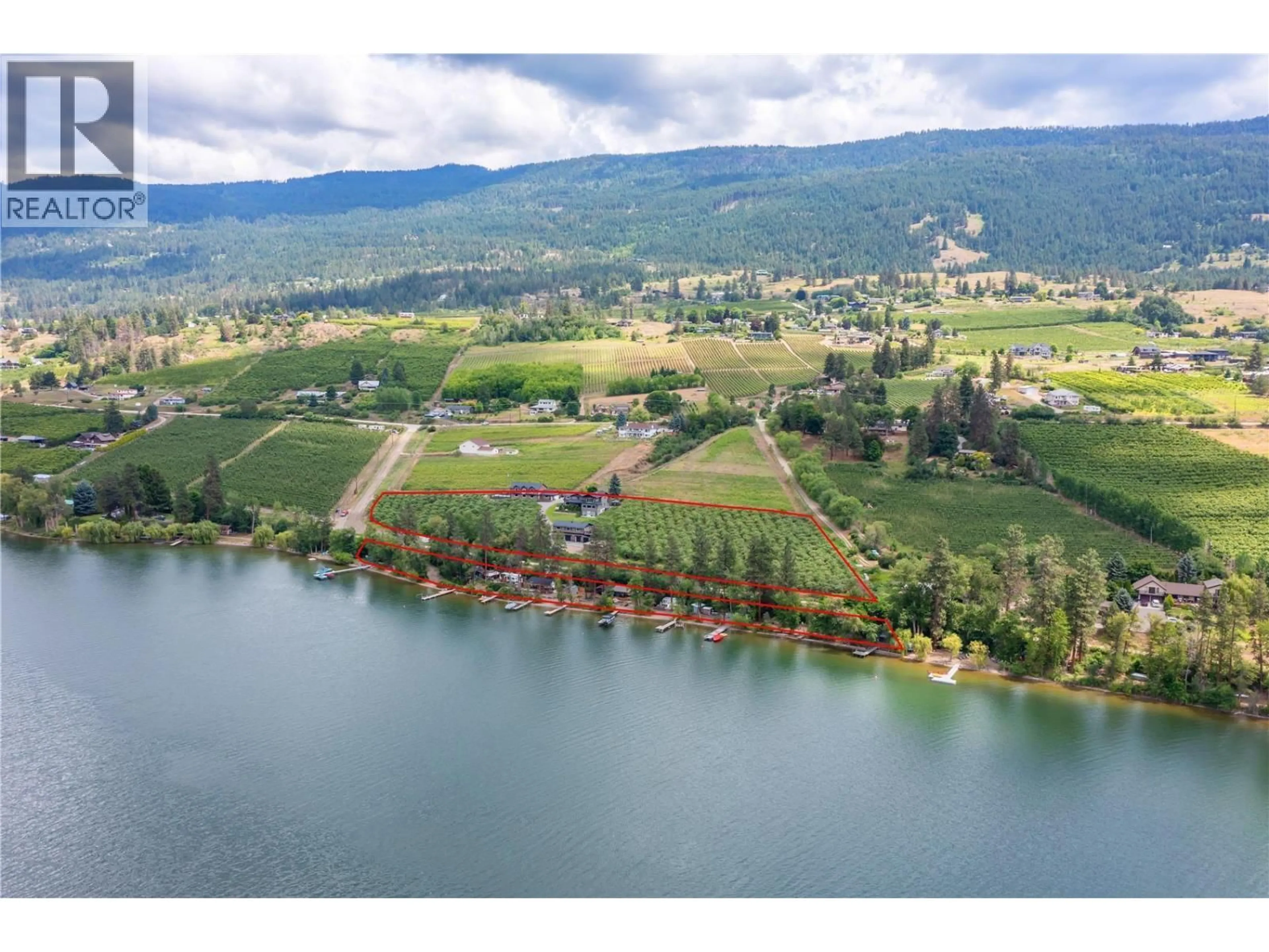 A pic from outside/outdoor area/front of a property/back of a property/a pic from drone, water/lake/river/ocean view for 4511 CRAWFORD ROAD, Lake Country British Columbia V4V2C7