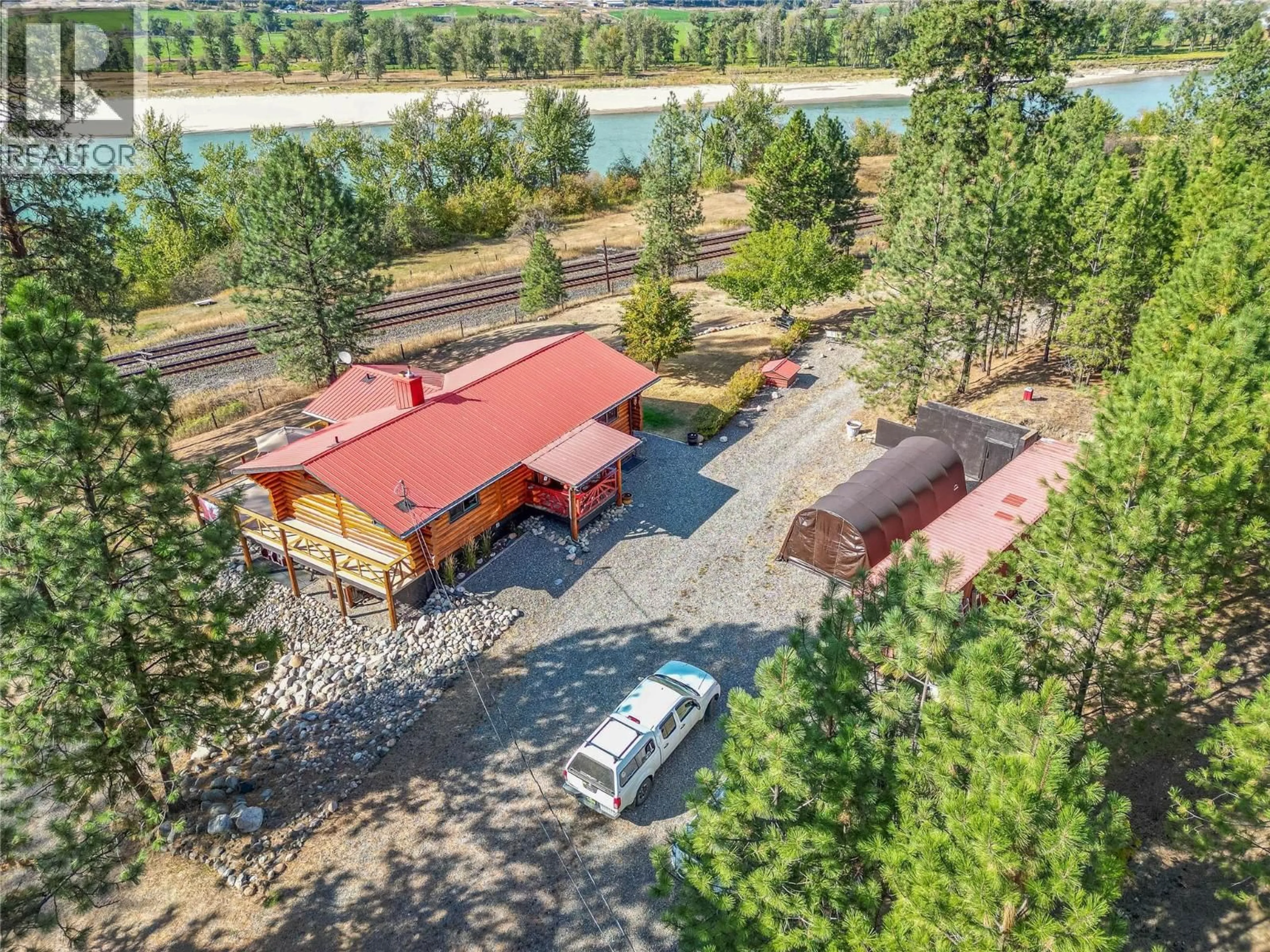 A pic from outside/outdoor area/front of a property/back of a property/a pic from drone, water/lake/river/ocean view for 7969 YELLOWHEAD HIGHWAY, Kamloops British Columbia V0E1Z2
