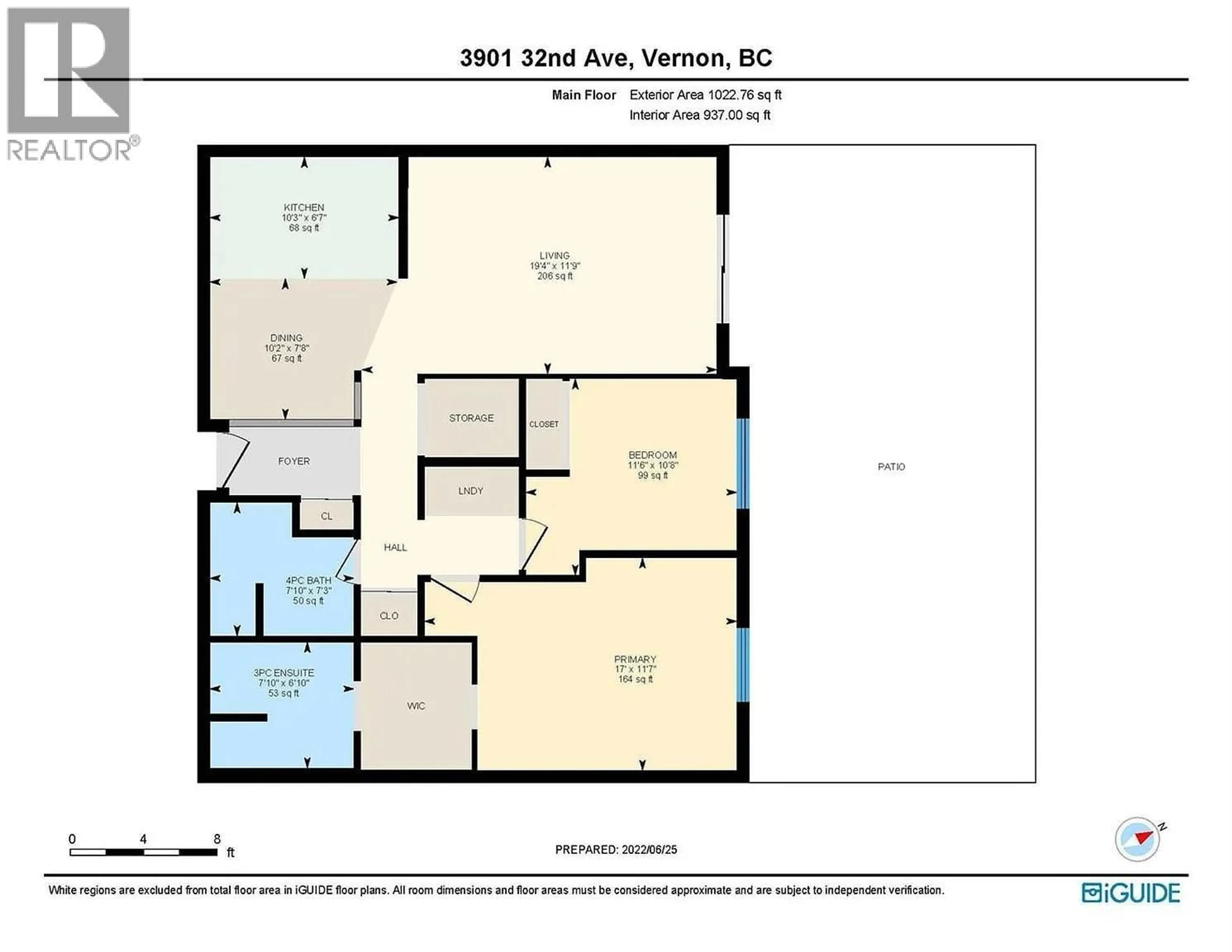 Floor plan for 318 - 3901 32 AVENUE, Vernon British Columbia V1T8M3