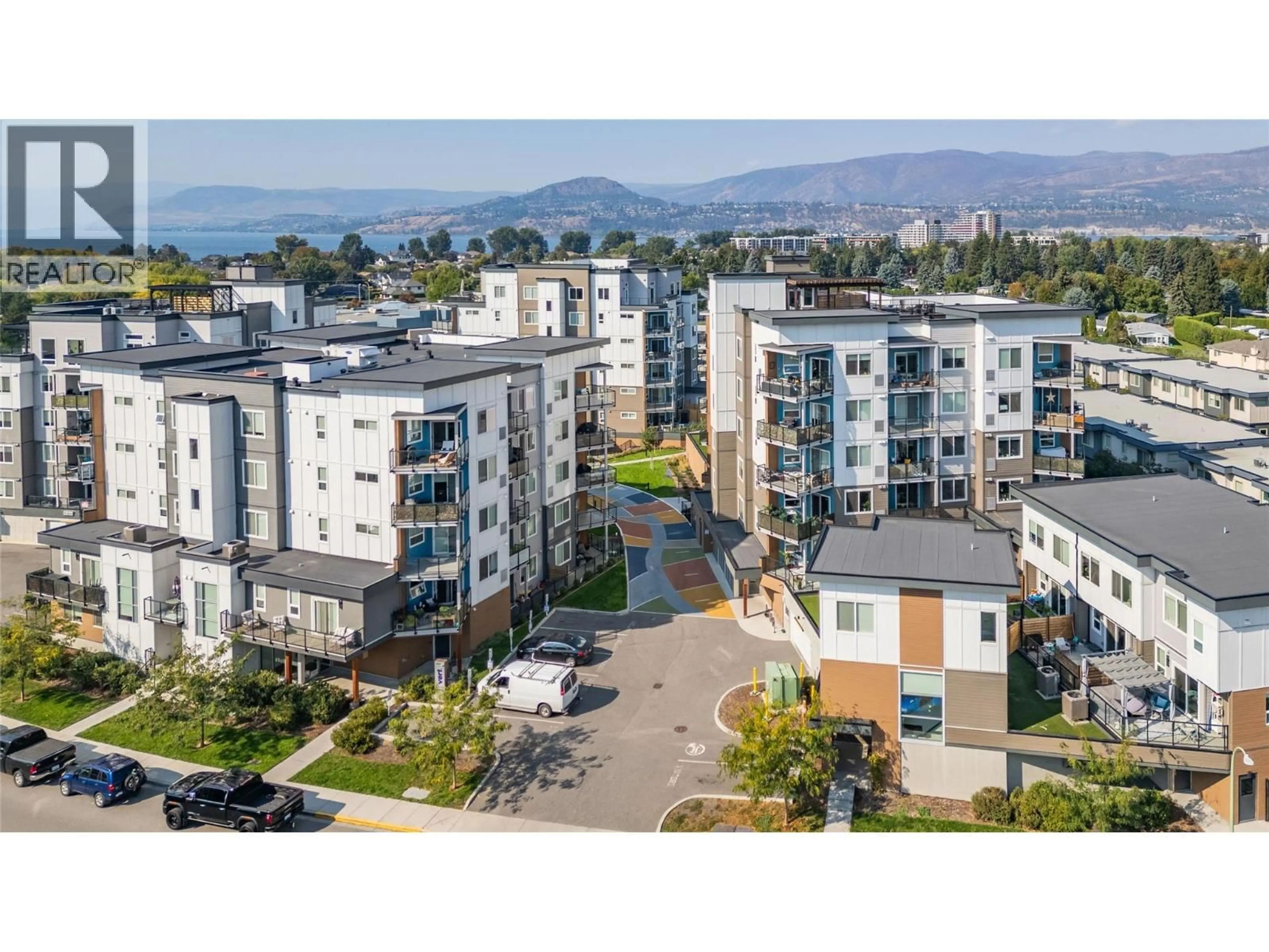 A pic from outside/outdoor area/front of a property/back of a property/a pic from drone, mountain view for 403 - 3630 MISSION SPRINGS DRIVE, Kelowna British Columbia V1W0B2