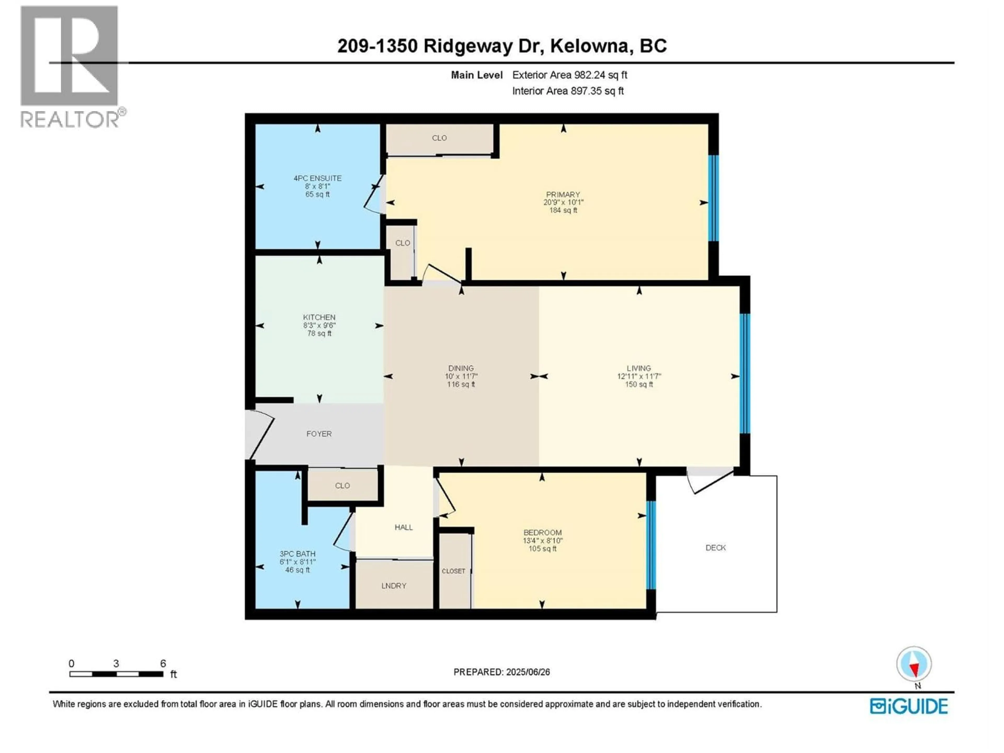 Floor plan for 209 - 1350 RIDGEWAY DRIVE, Kelowna British Columbia V1Y9T8