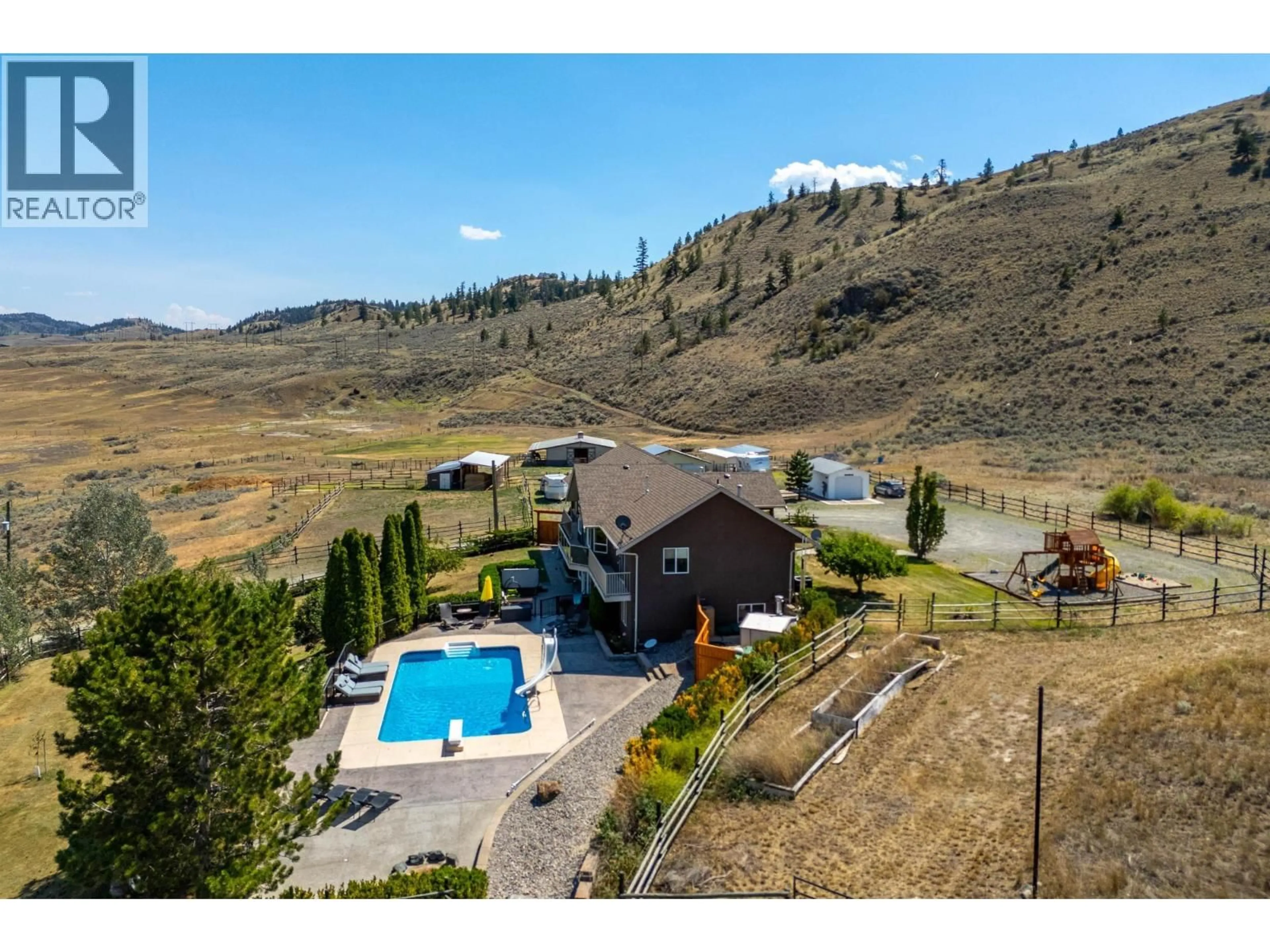 A pic from outside/outdoor area/front of a property/back of a property/a pic from drone, water/lake/river/ocean view for 5852 RODEO DRIVE, Kamloops British Columbia V2C6C3