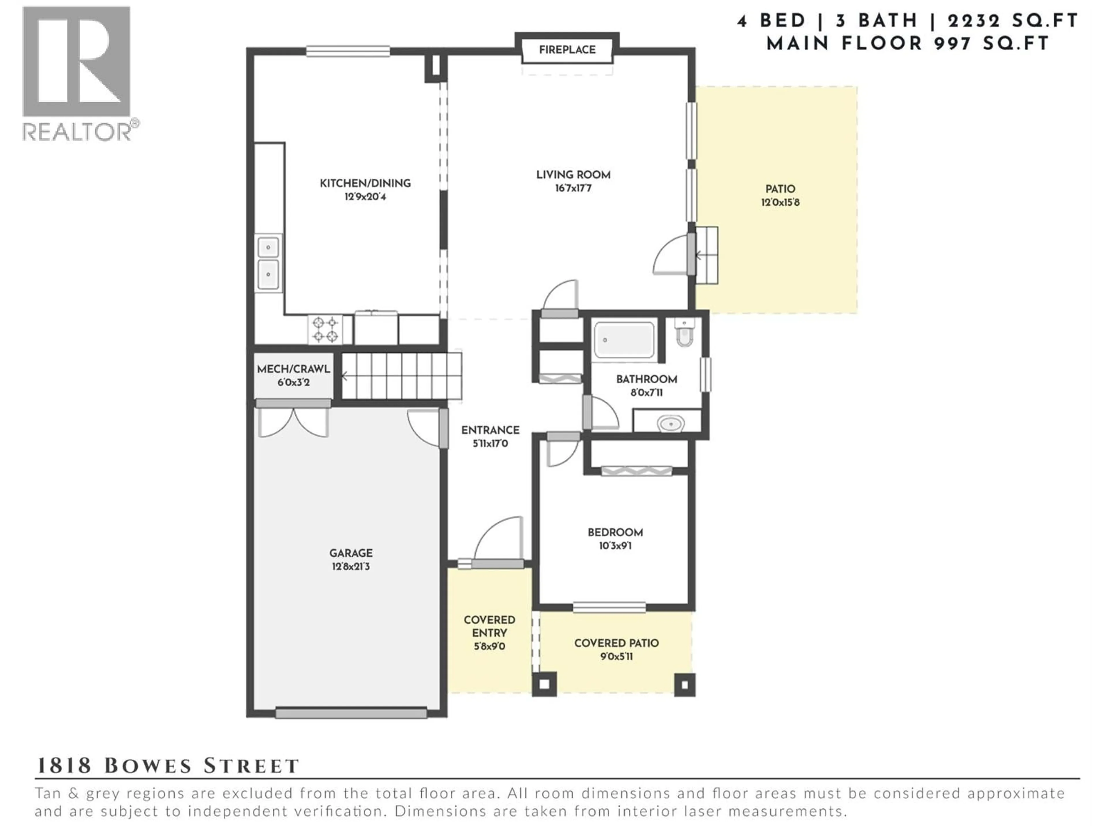 Floor plan for 1818 BOWES STREET, Kelowna British Columbia V1Y0B3