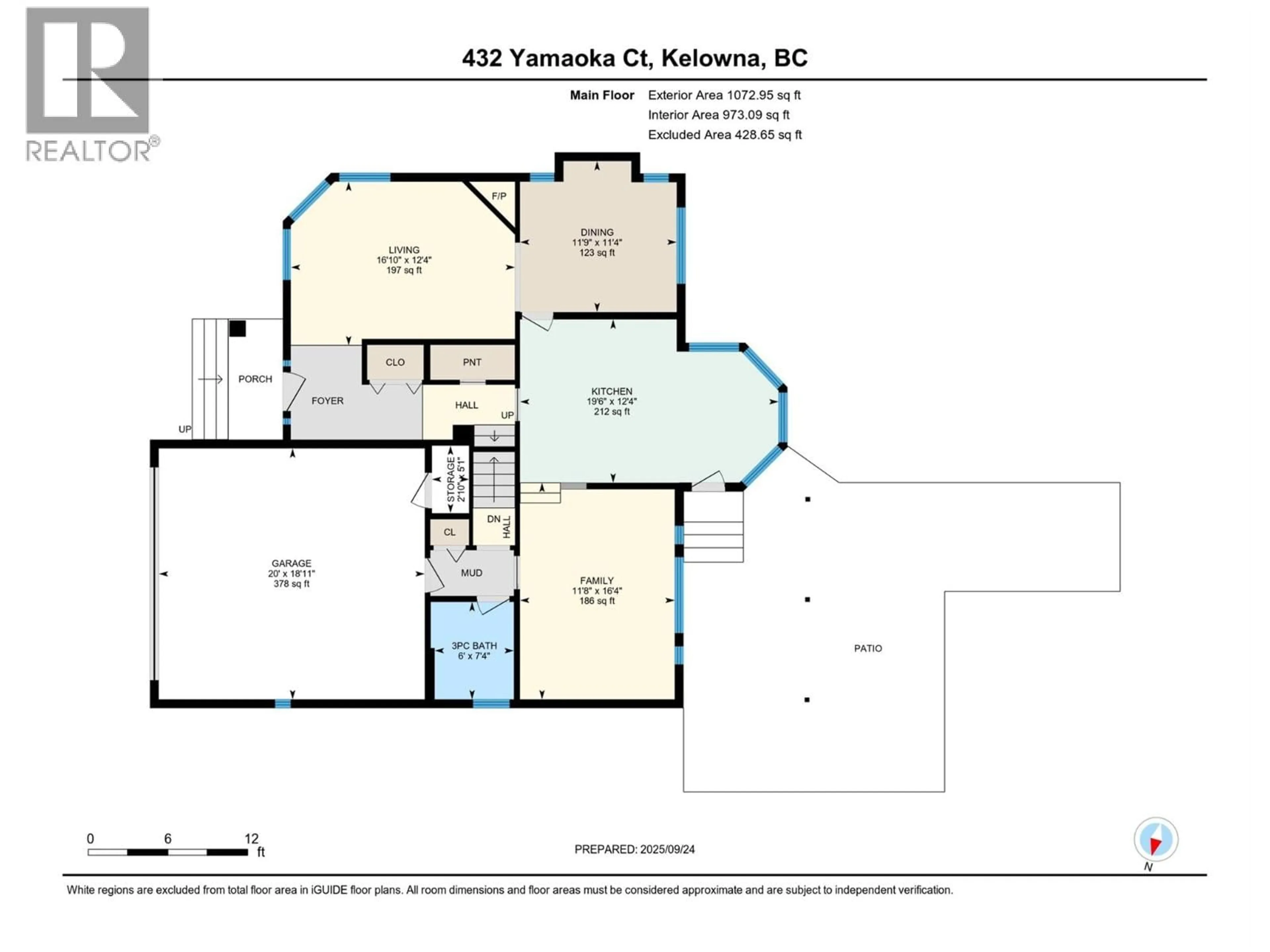 Floor plan for 432 YAMAOKA COURT, Kelowna British Columbia V1X6B3