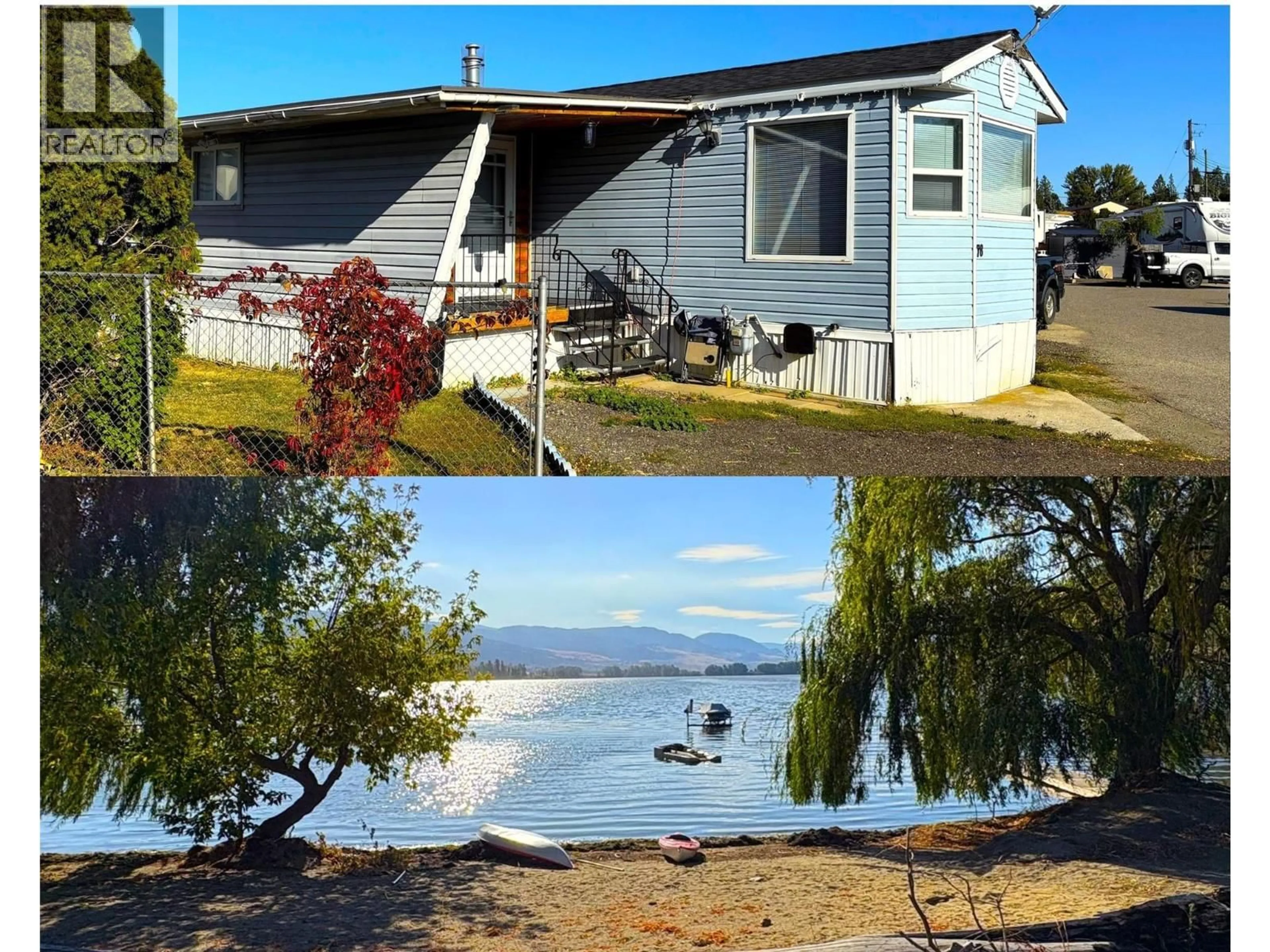 A pic from outside/outdoor area/front of a property/back of a property/a pic from drone, water/lake/river/ocean view for 78 - 7841 HIGHWAY 97 OTHER NORTH, Kelowna British Columbia V4V1E7