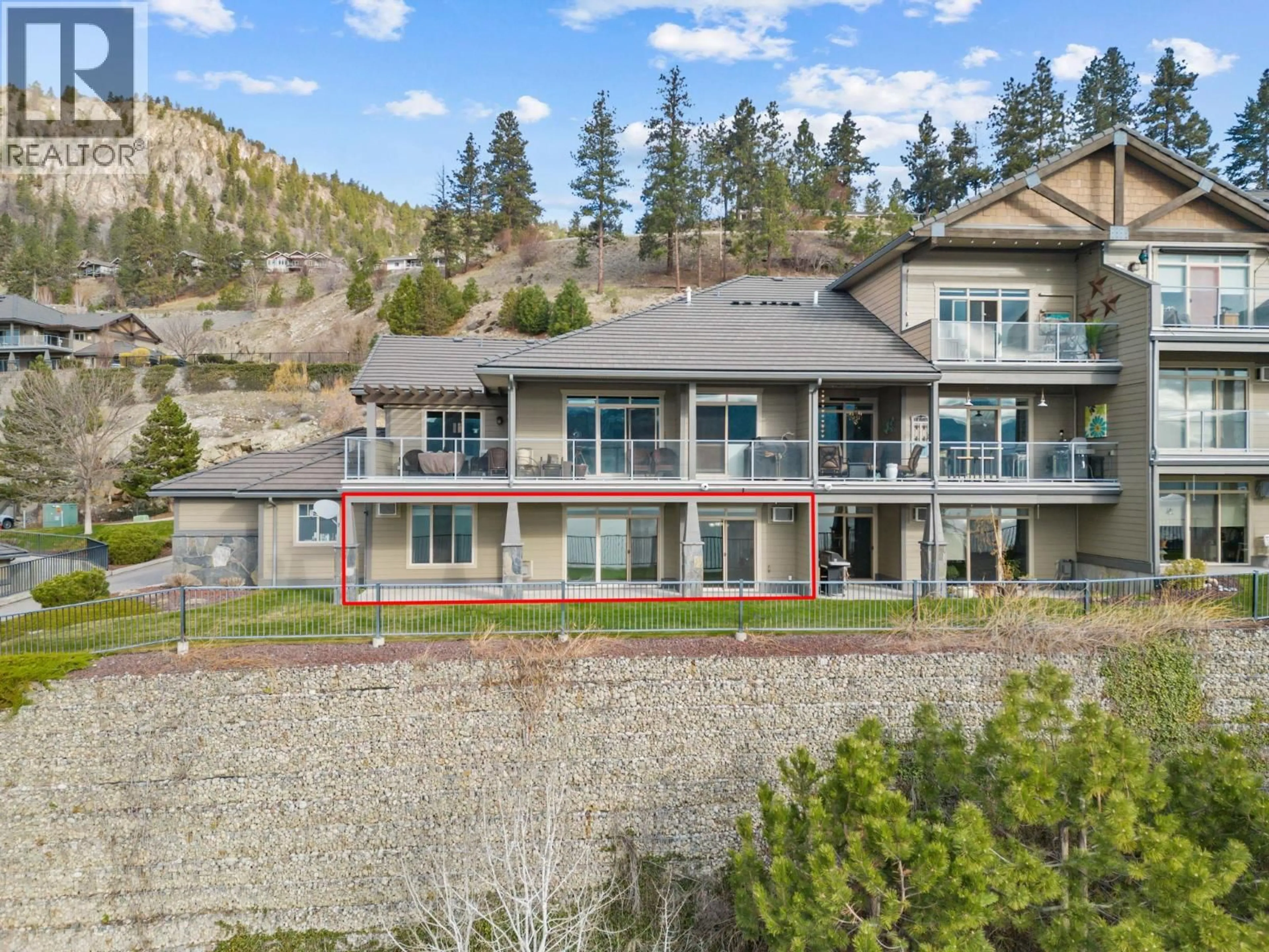 A pic from outside/outdoor area/front of a property/back of a property/a pic from drone, water/lake/river/ocean view for 108 - 4350 PONDEROSA DRIVE, Peachland British Columbia V0H1X5
