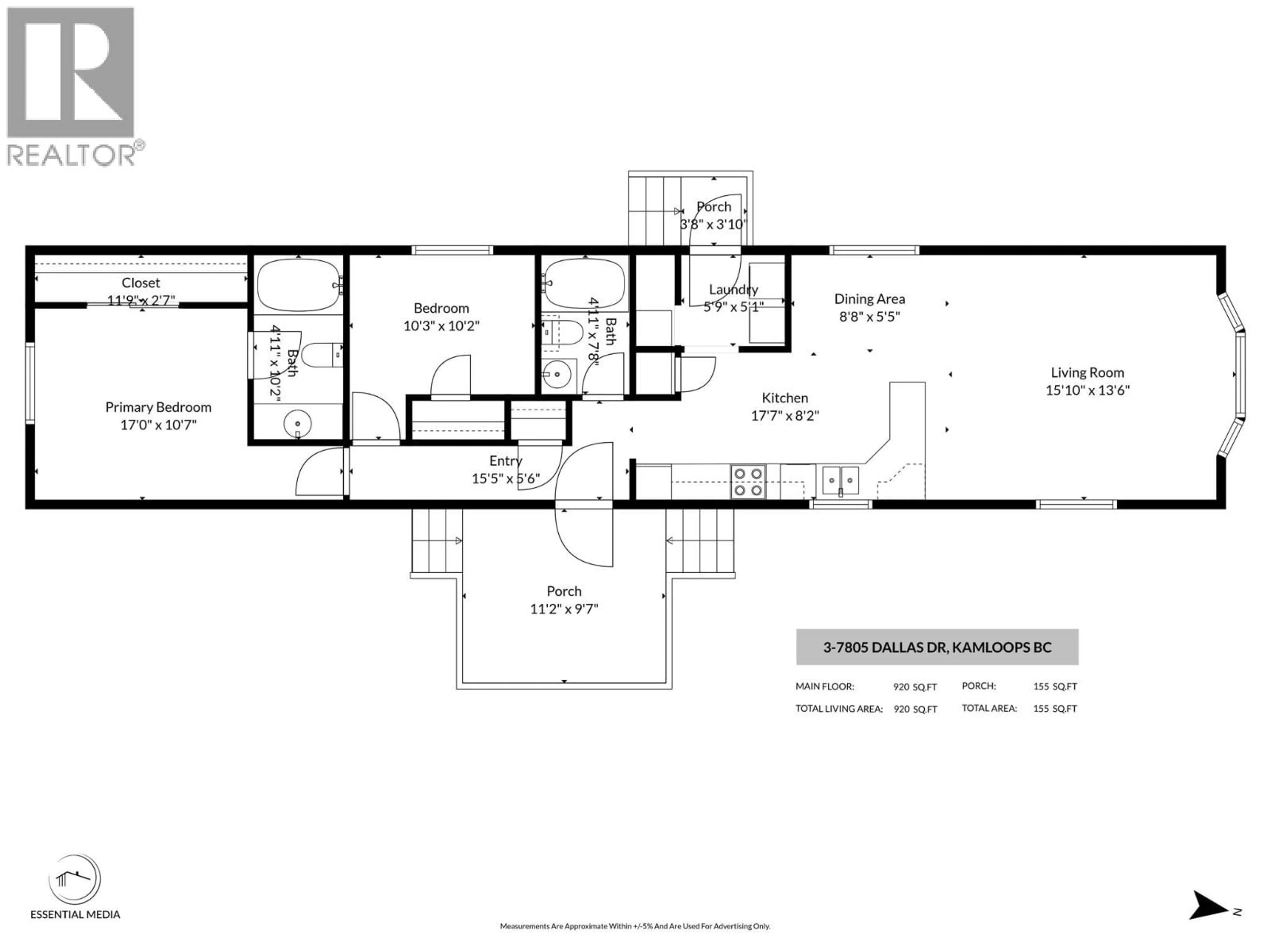 Floor plan for 3 - 7805 DALLAS DRIVE, Kamloops British Columbia V2C0E5