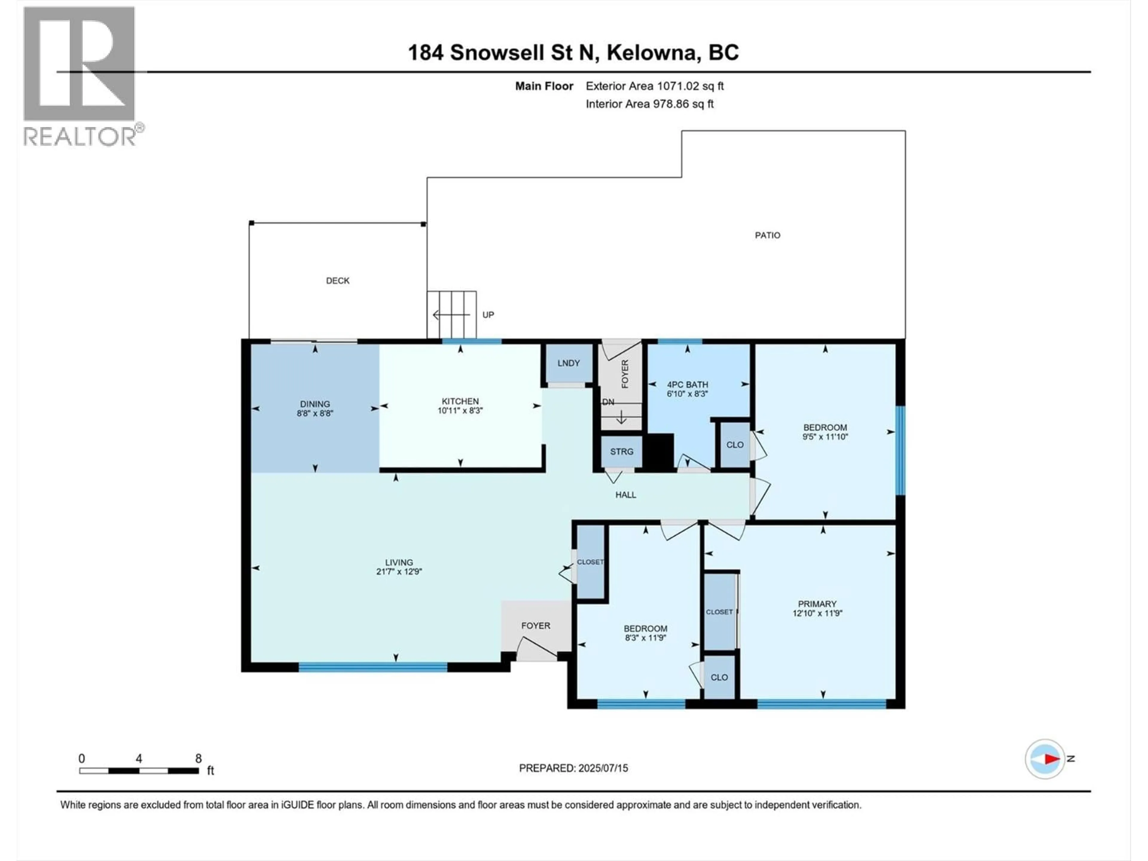 Floor plan for 184 SNOWSELL STREET NORTH, Kelowna British Columbia V1V2E2