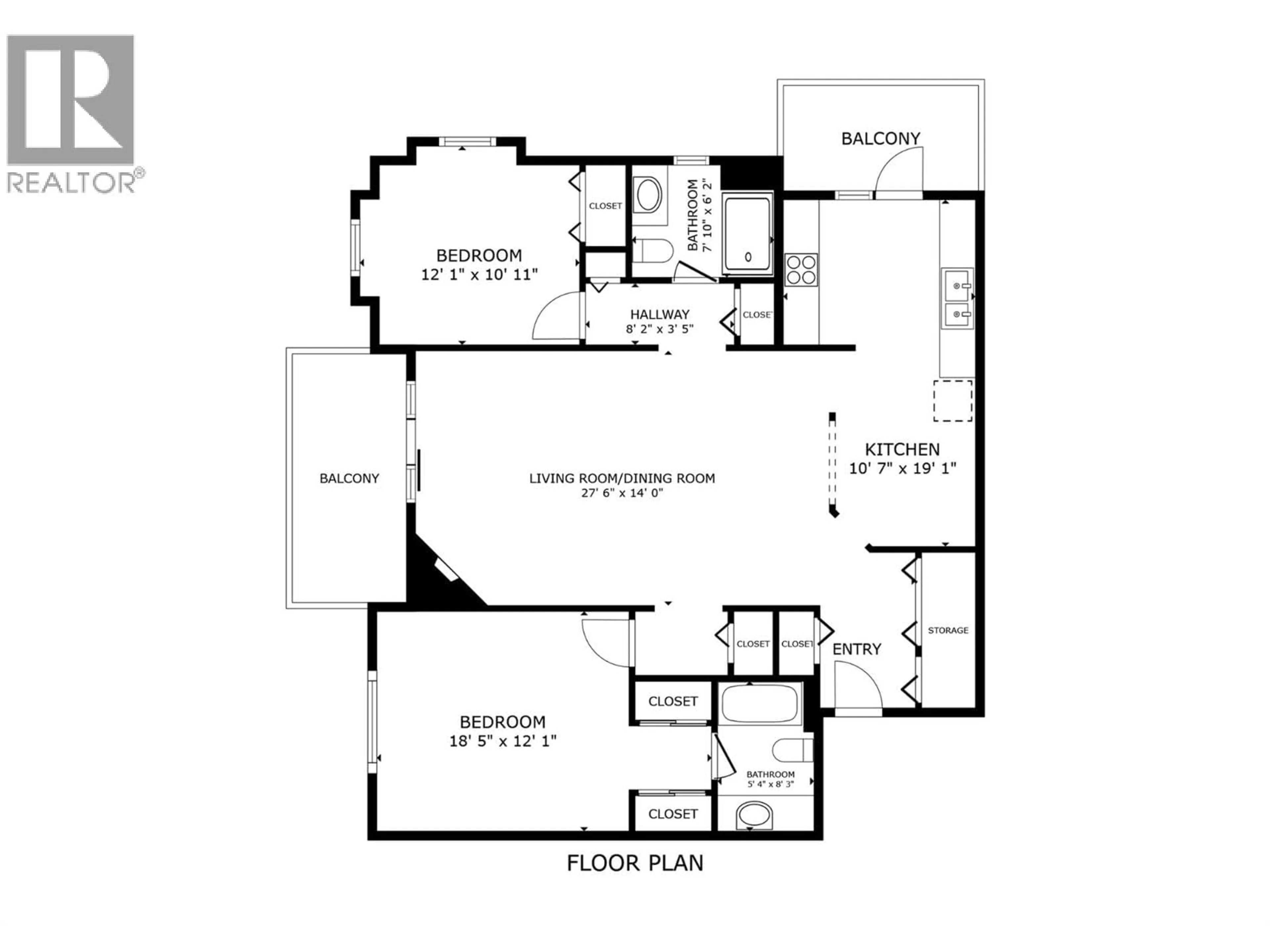 Floor plan for 202 - 303 WHITMAN ROAD, Kelowna British Columbia V1V2P3