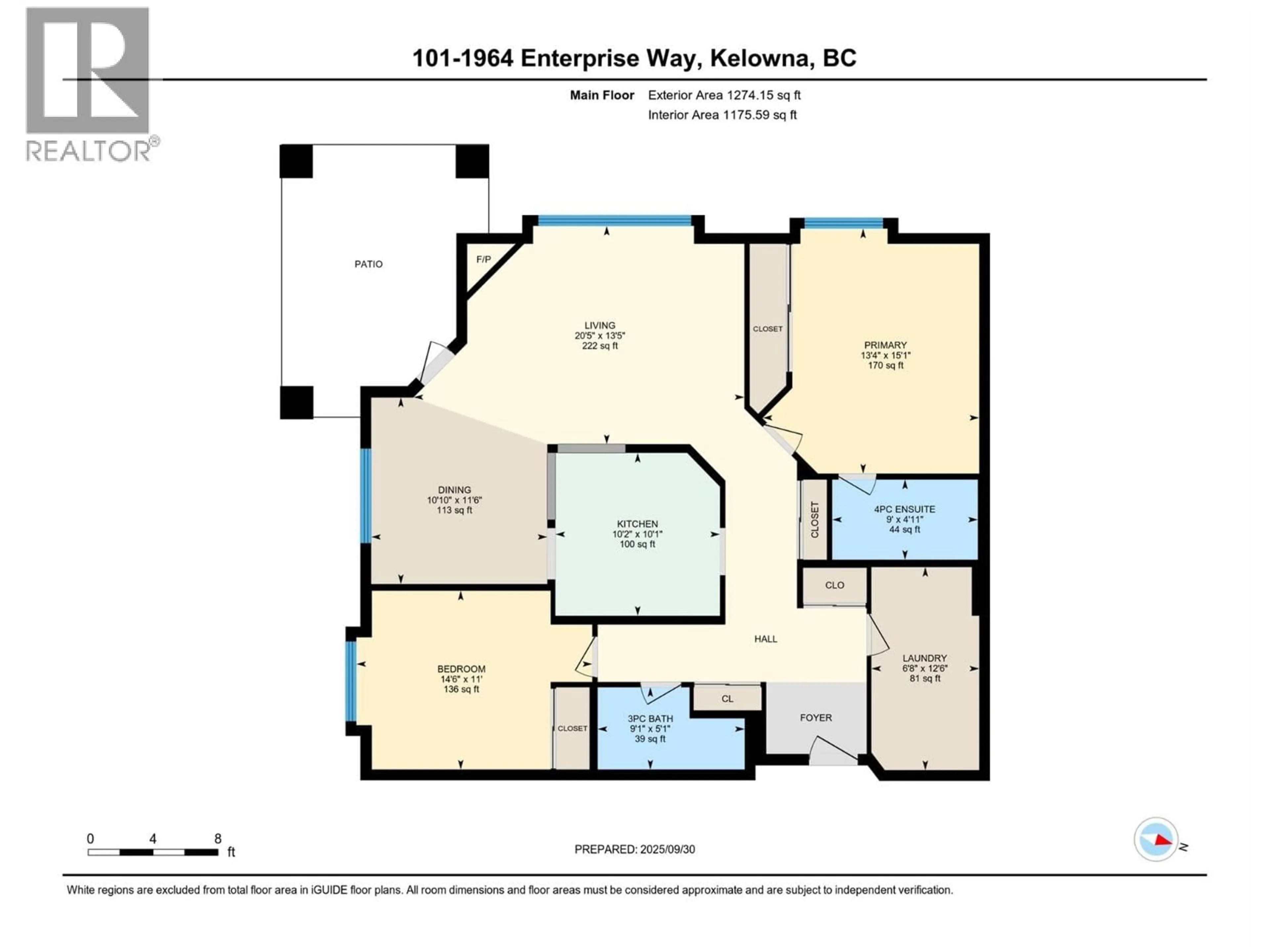 Floor plan for 101 - 1964 ENTERPISE WAY, Kelowna British Columbia V1Y9S7