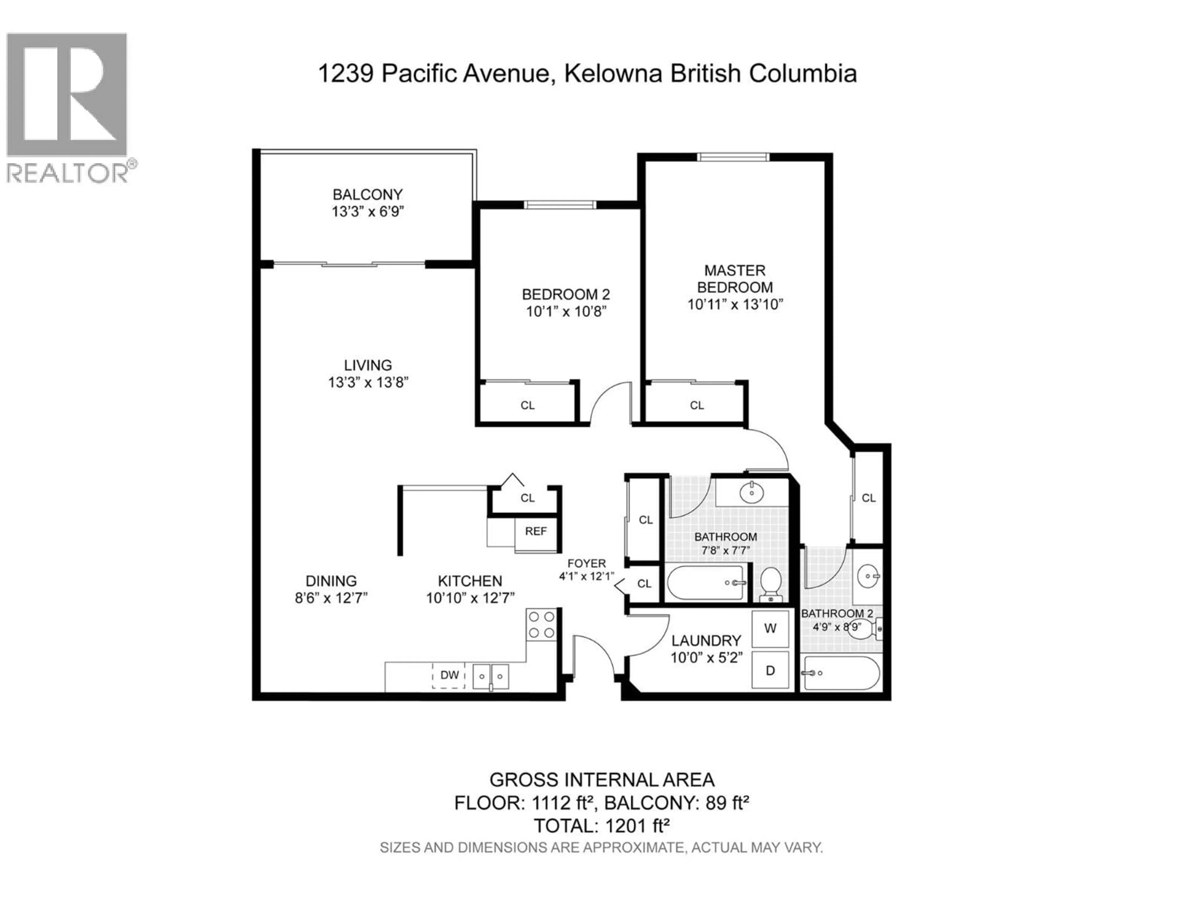 Floor plan for 302 - 1249 PACIFIC AVENUE, Kelowna British Columbia V1Y5T9