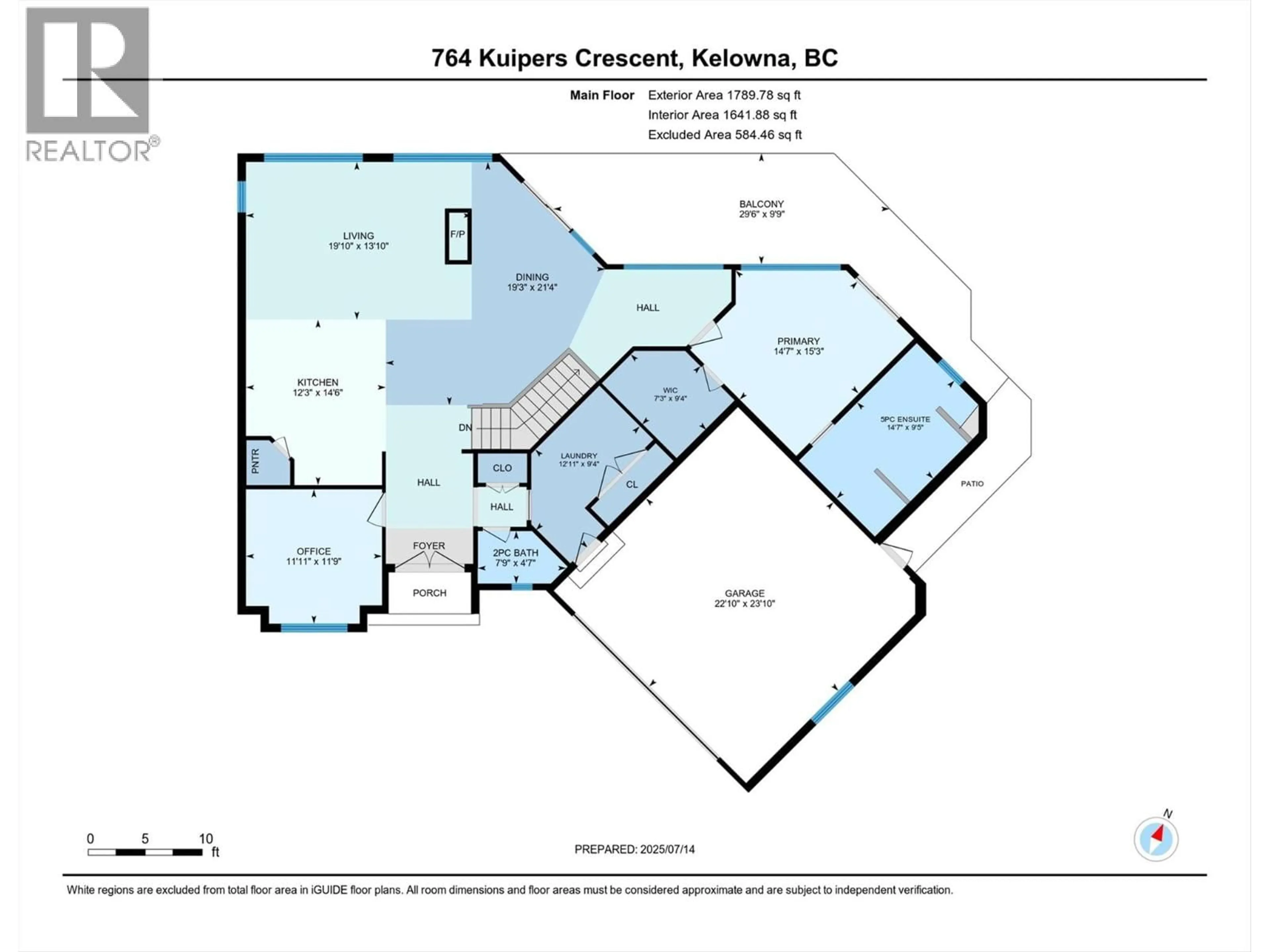 Floor plan for 764 KUIPERS CRESCENT, Kelowna British Columbia V1W5C9
