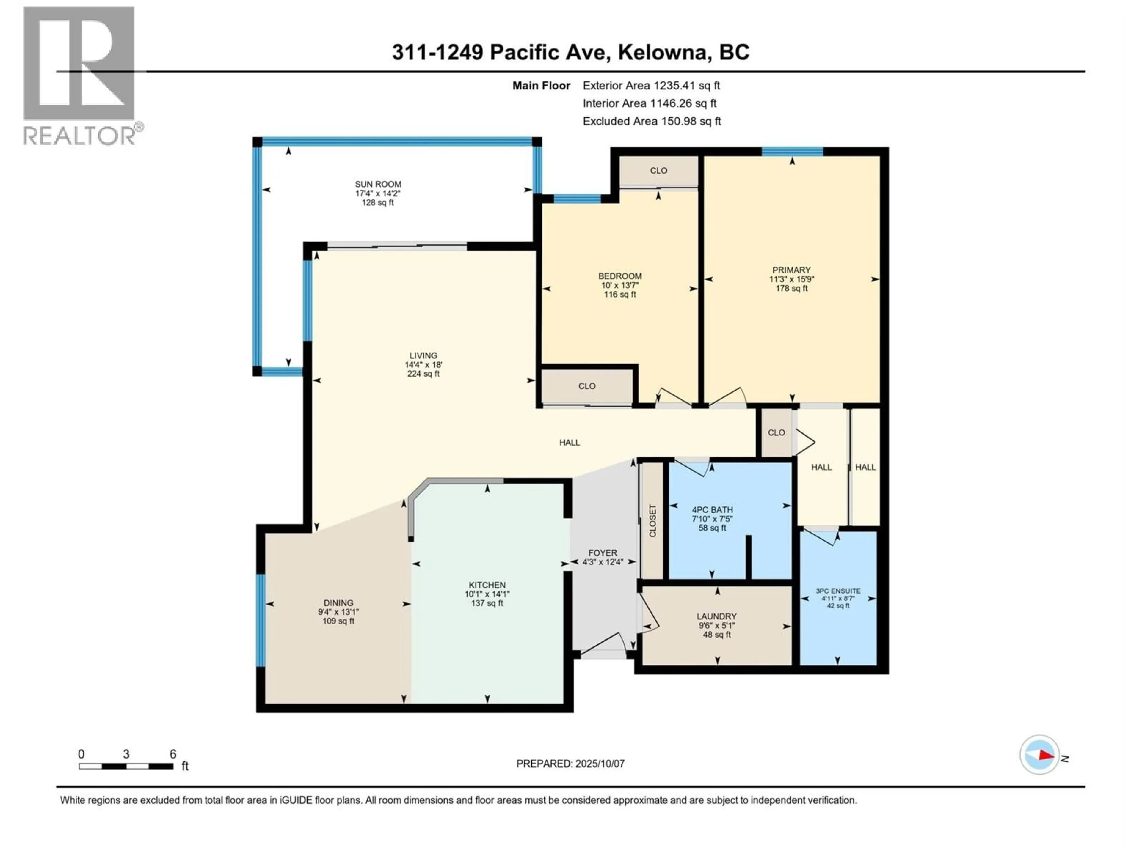 Floor plan for 311 - 1249 PACIFIC AVENUE, Kelowna British Columbia V1Y5T9