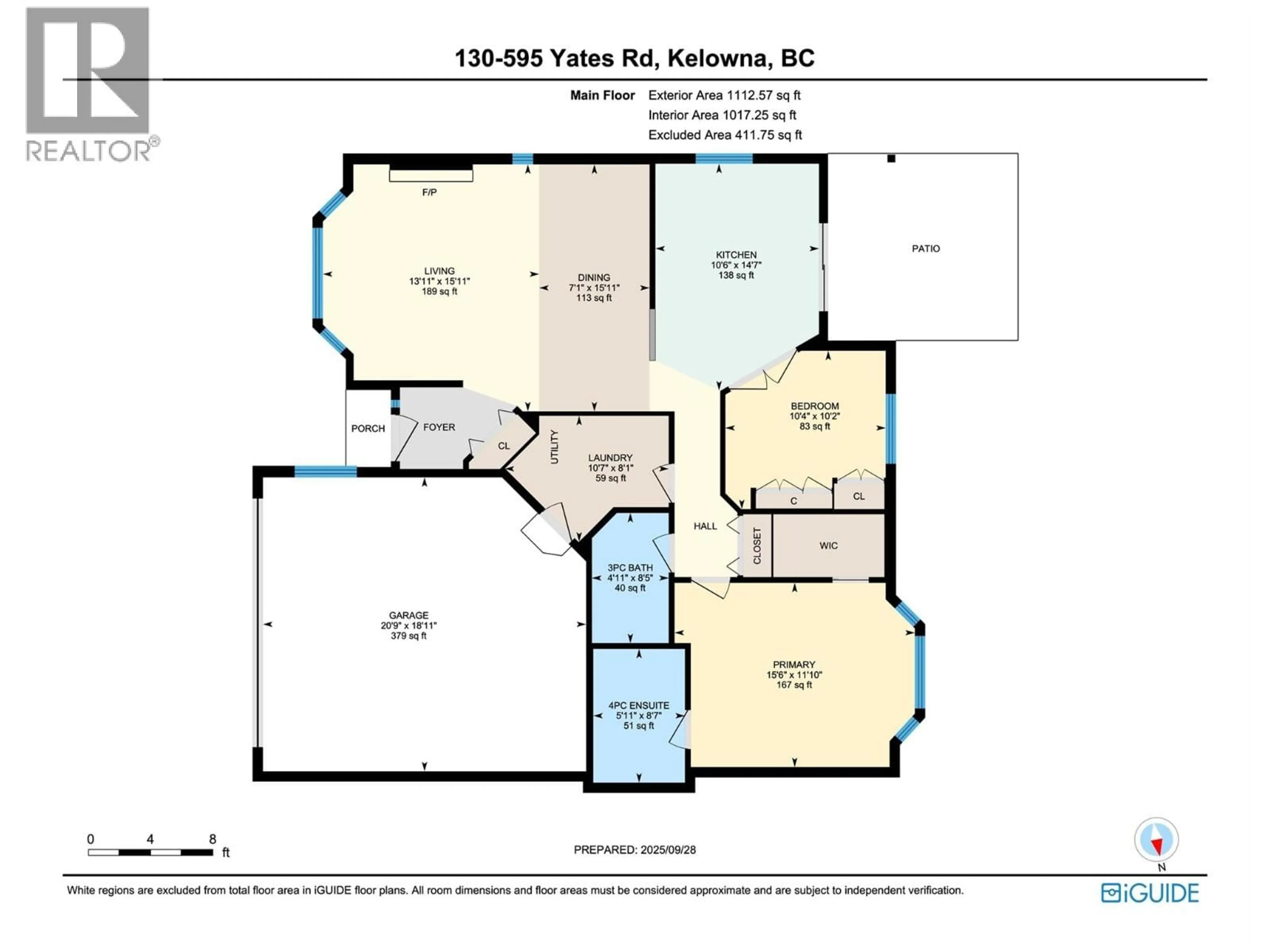 Floor plan for 130 - 595 YATES ROAD, Kelowna British Columbia V1V1P8