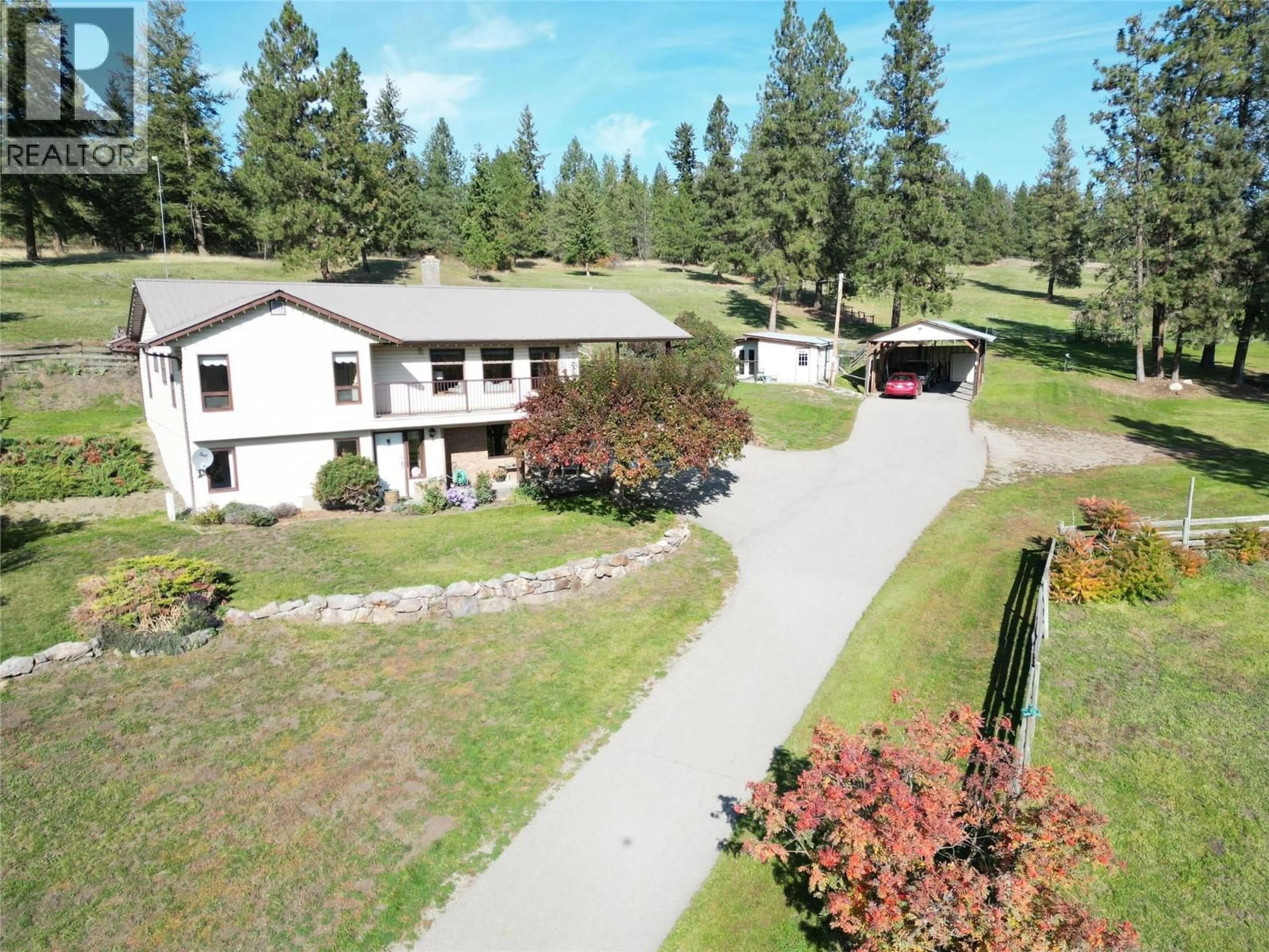 A pic from outside/outdoor area/front of a property/back of a property/a pic from drone, mountain view for 2150 RASHDALE ROAD, Spallumcheen British Columbia V0E1B4