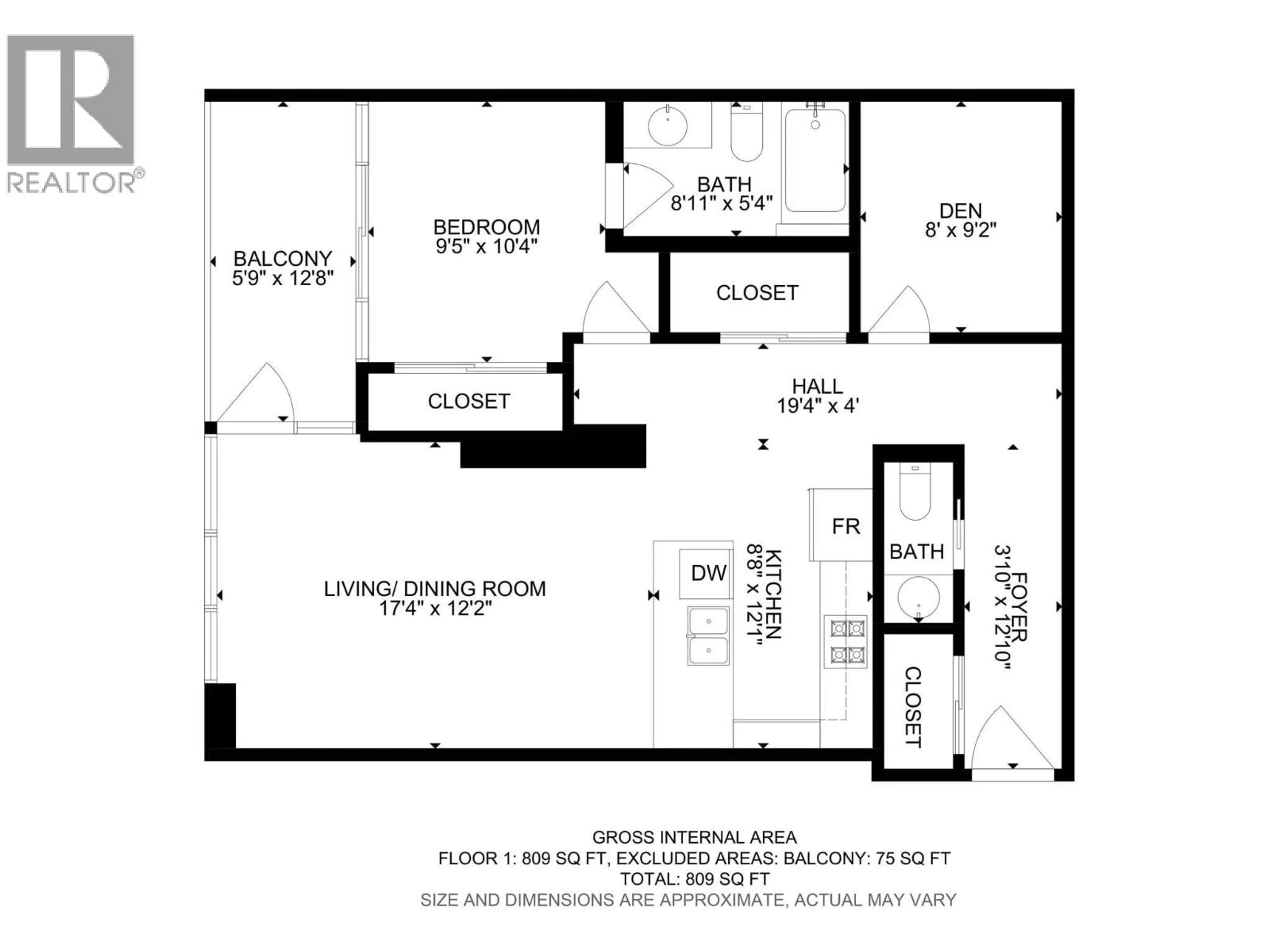 Floor plan for 1106 - 1151 SUNSET DRIVE, Kelowna British Columbia V1Y0G2