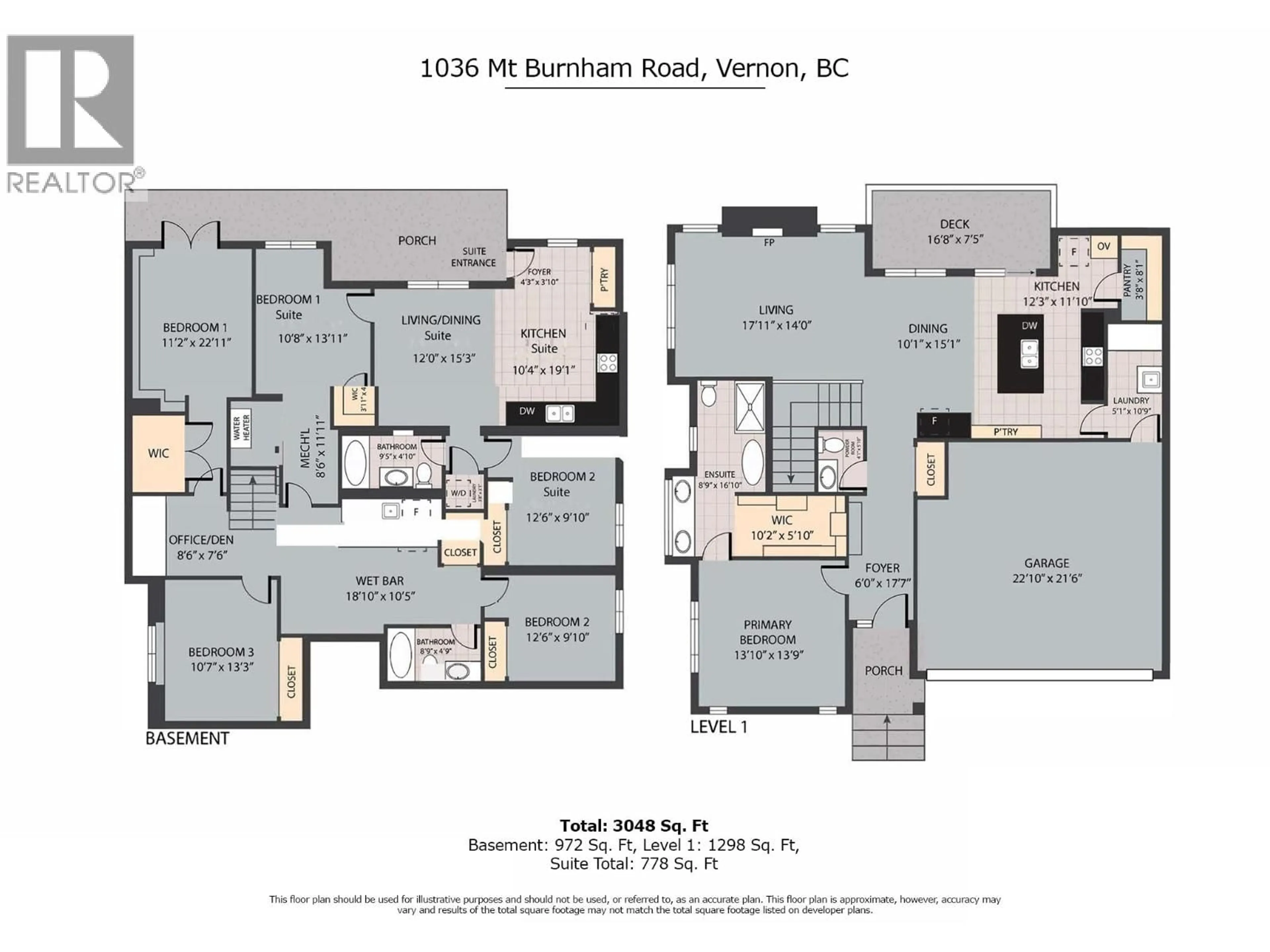 Floor plan for 1036 MT BURNHAM DRIVE, Vernon British Columbia V1B0B2