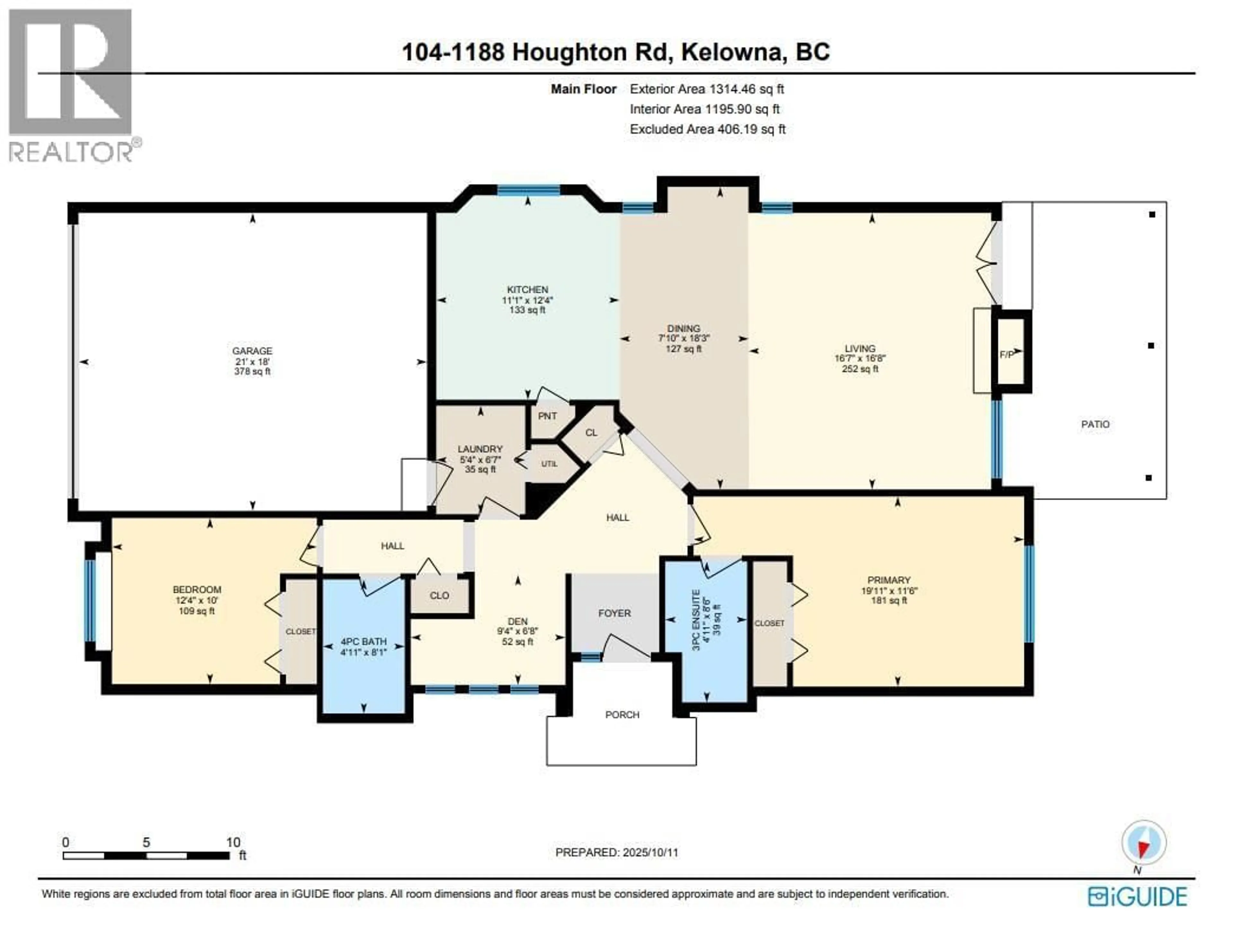Floor plan for 104 - 1188 HOUGHTON ROAD, Kelowna British Columbia V1X2C9