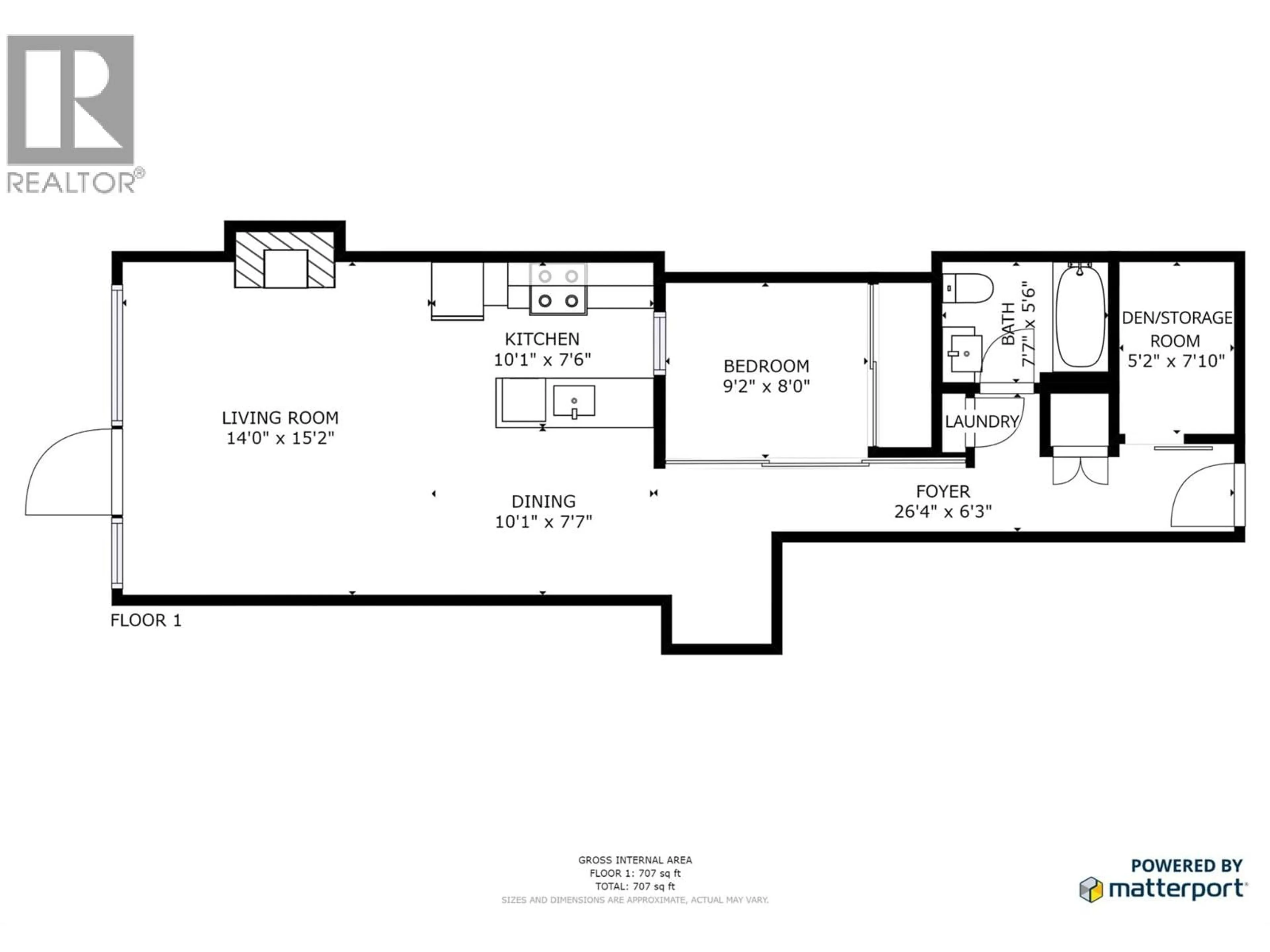 Floor plan for 212 - 1289 ELLIS STREET, Kelowna British Columbia V1Y9X6