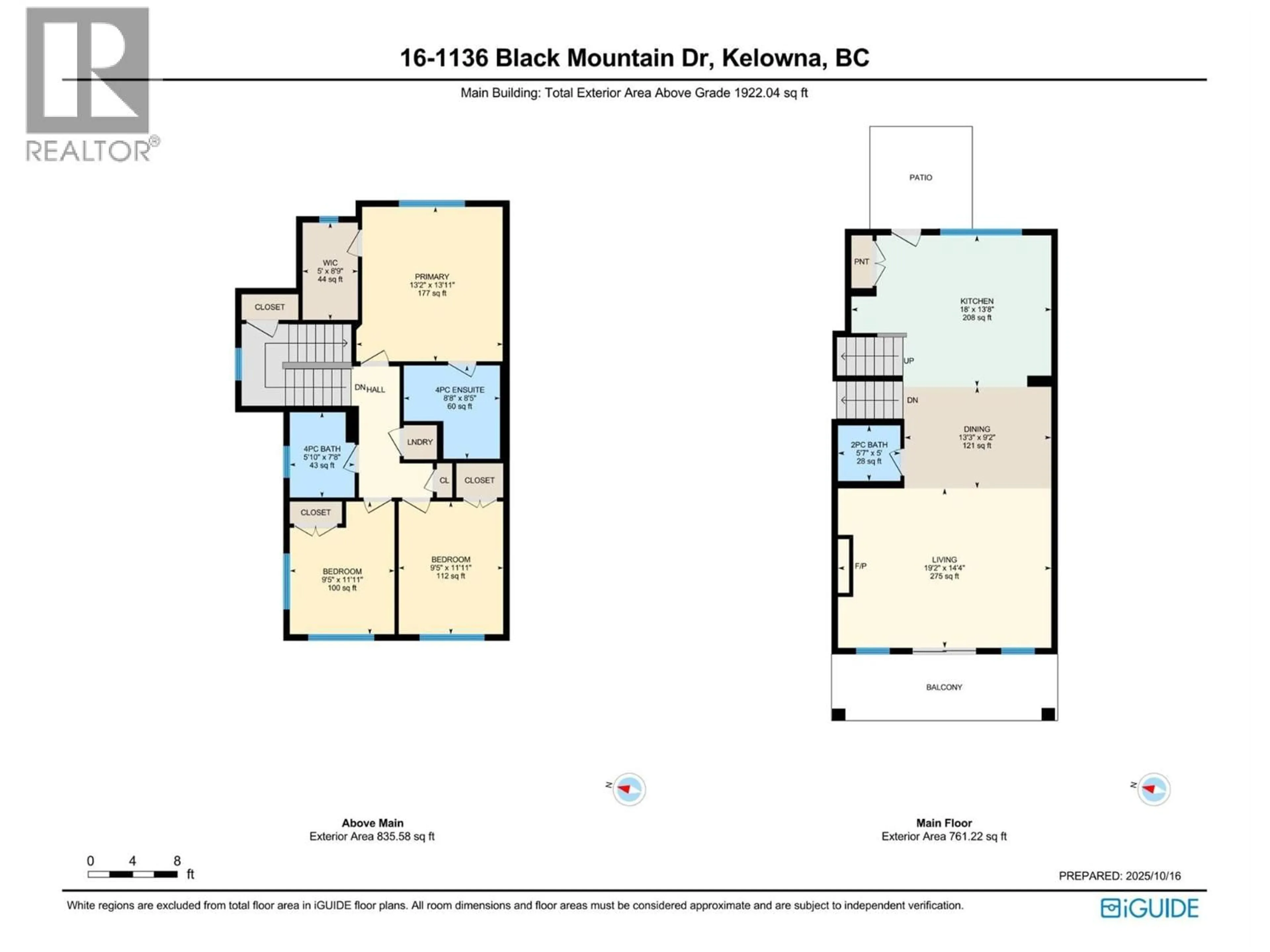 Floor plan for 16 - 1136 BLACK MOUNTAIN DRIVE, Kelowna British Columbia V1P0A7