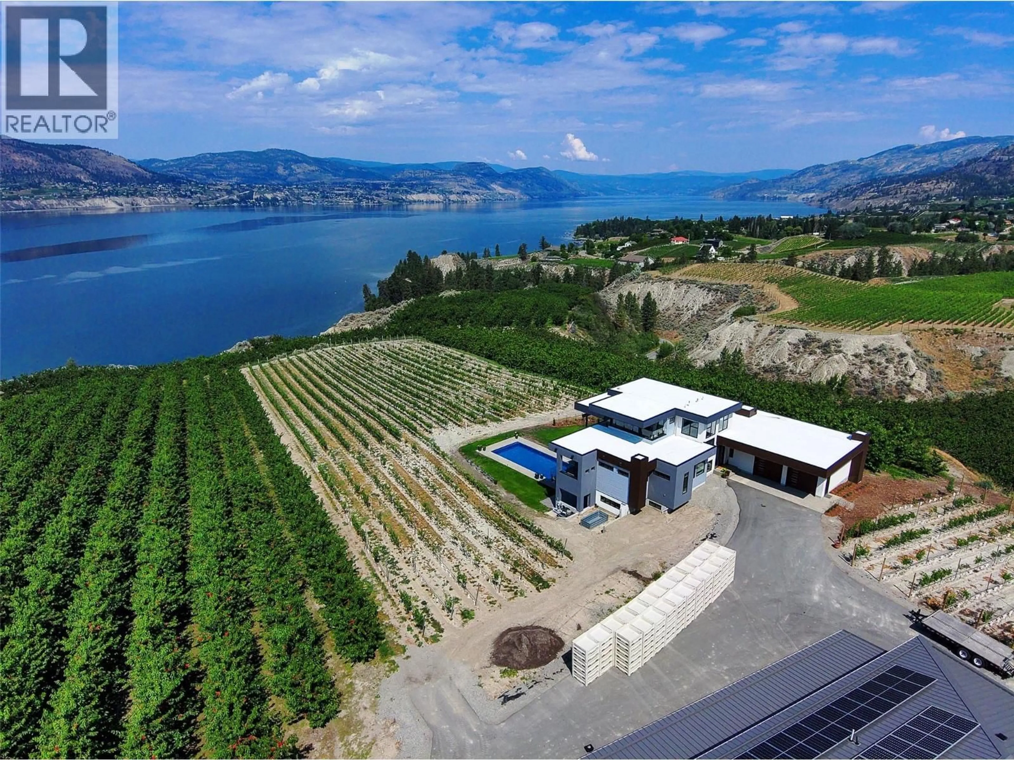 A pic from outside/outdoor area/front of a property/back of a property/a pic from drone, water/lake/river/ocean view for 2805 AIKINS LOOP, Naramata British Columbia V0H1N1